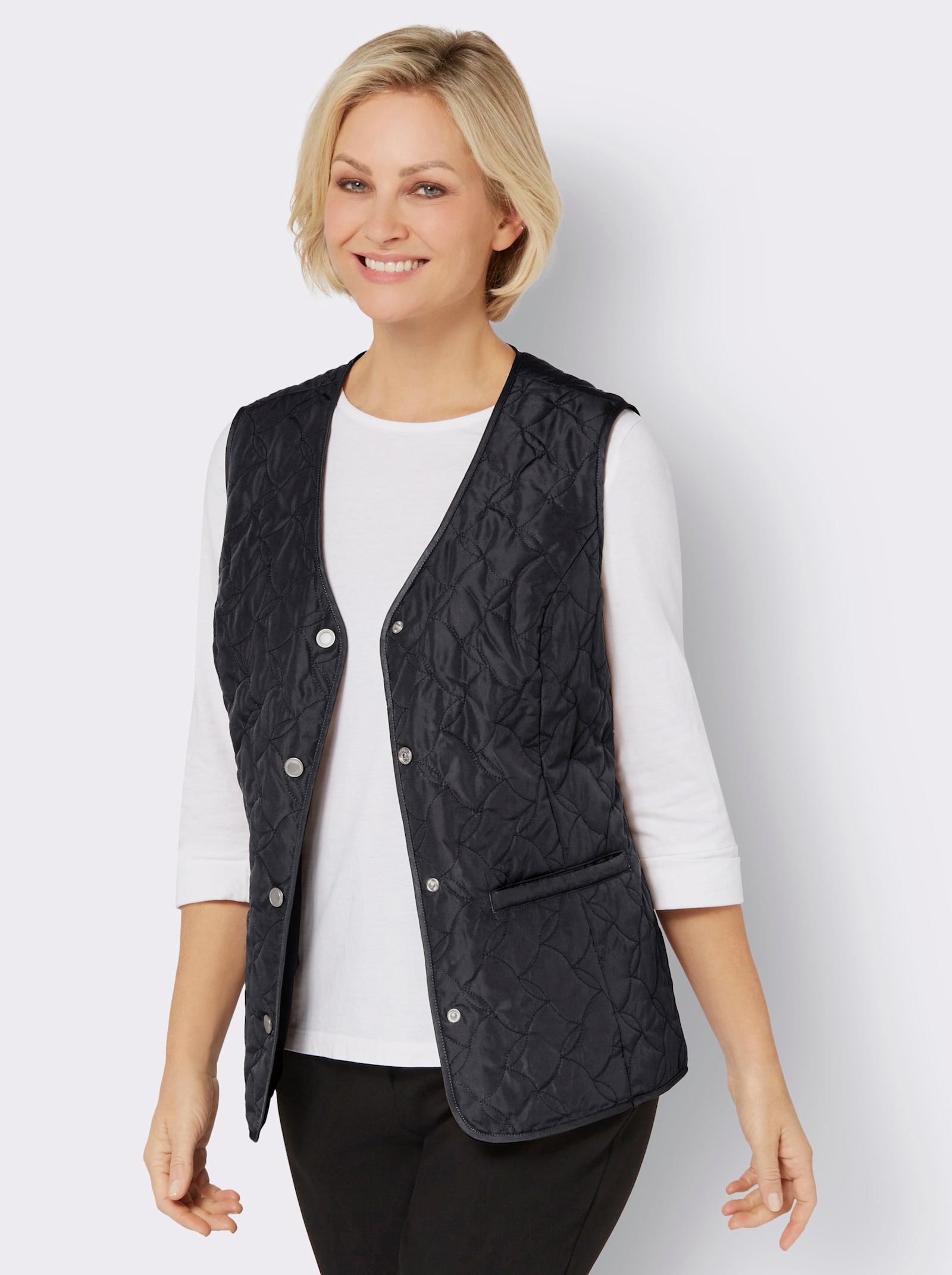 Bodywarmer met strookzakken - zwart
