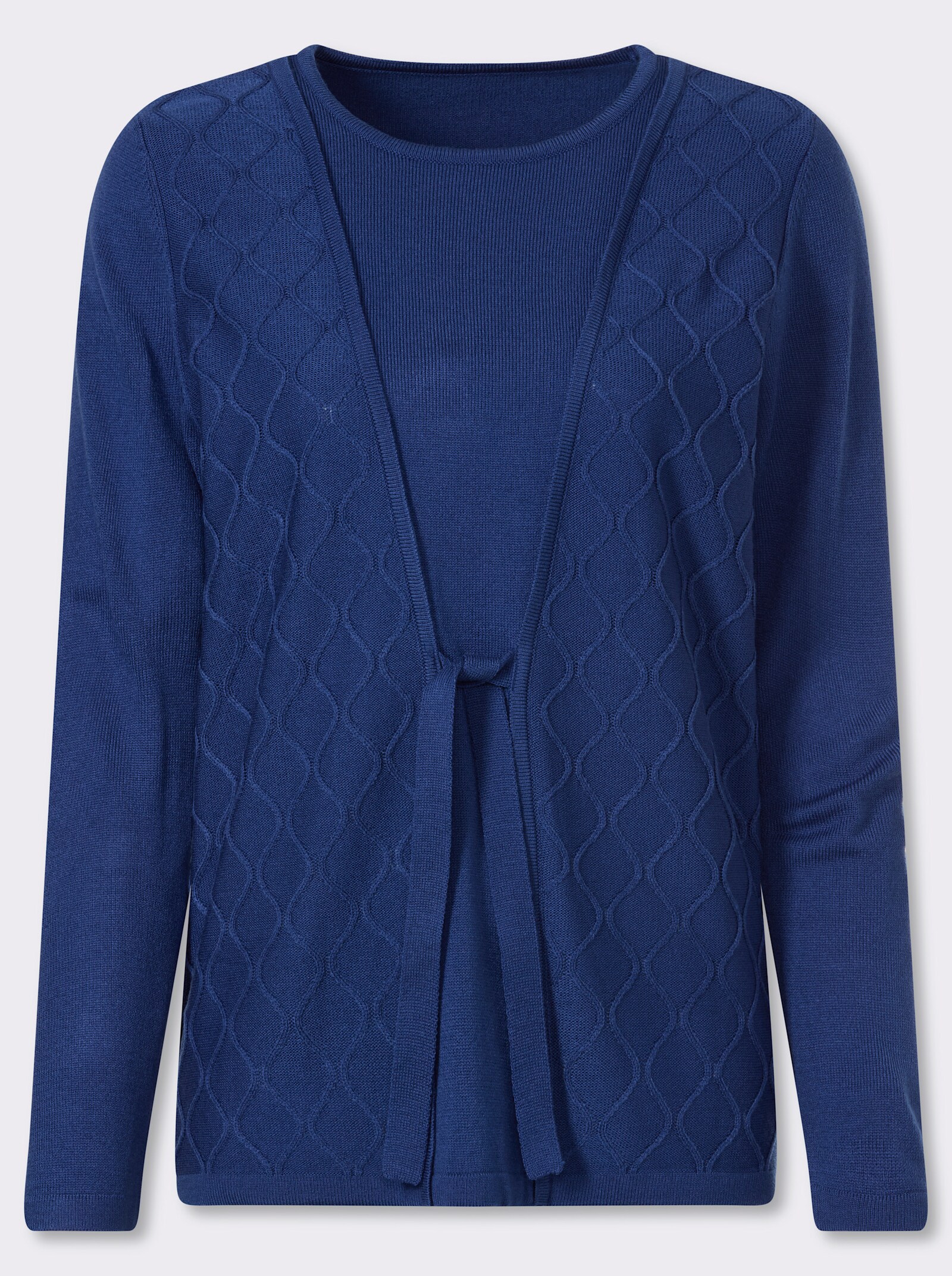 2-in-1-Pullover mit Bindeband - royalblau