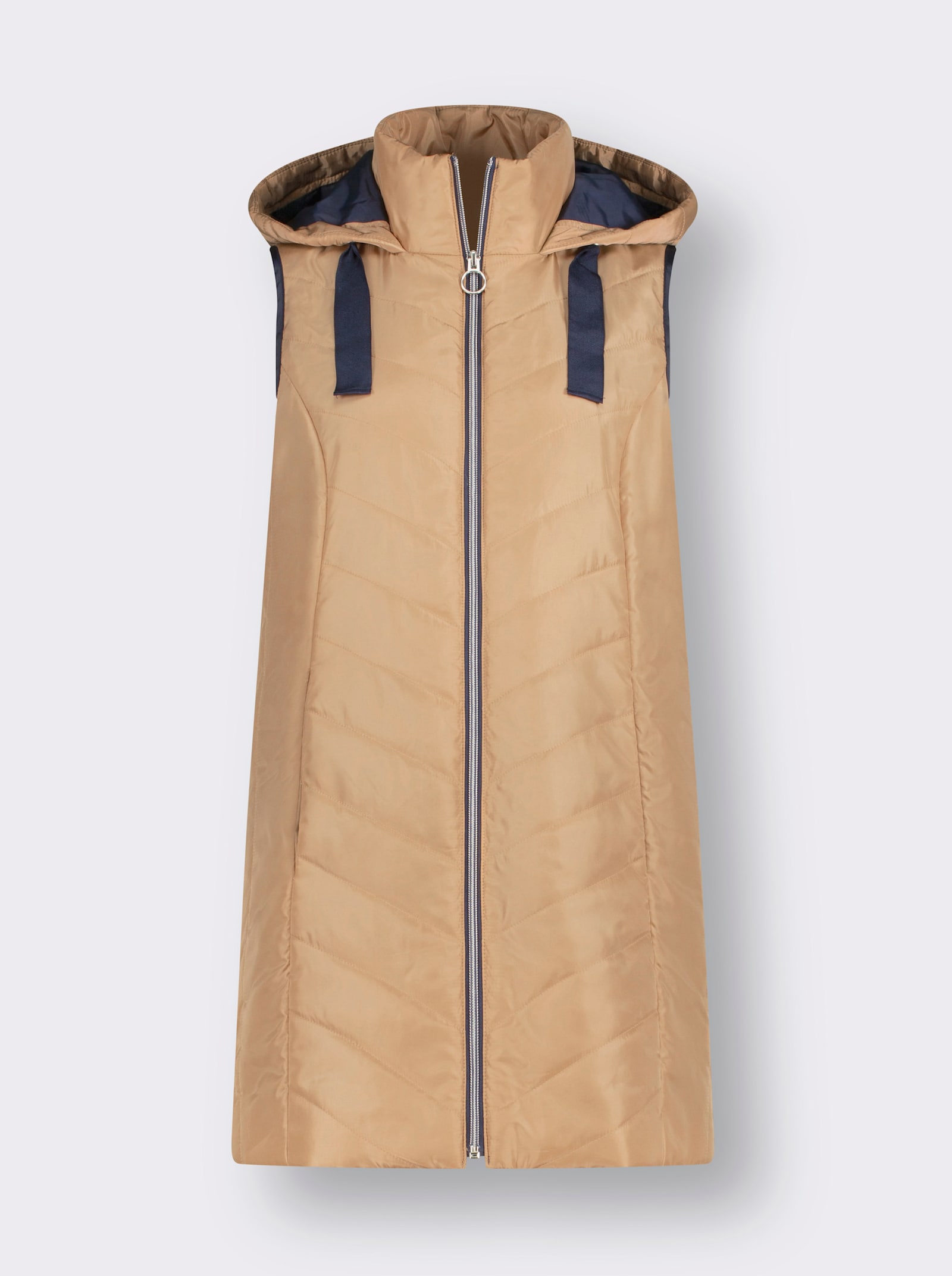 Longweste mit Seitenschlitzen, knöpfbar - camel