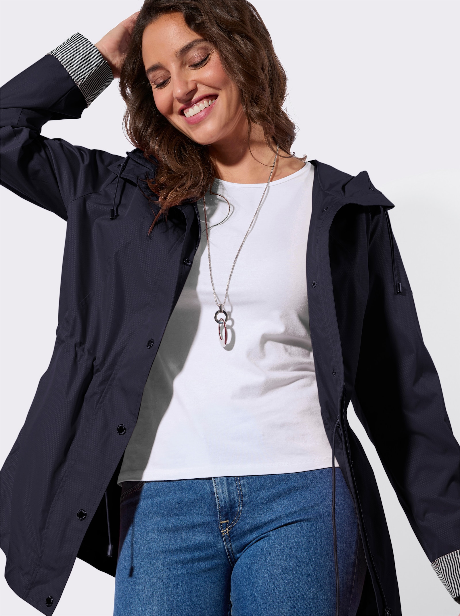 Übergangsjacke mit Streifen-Details - marine