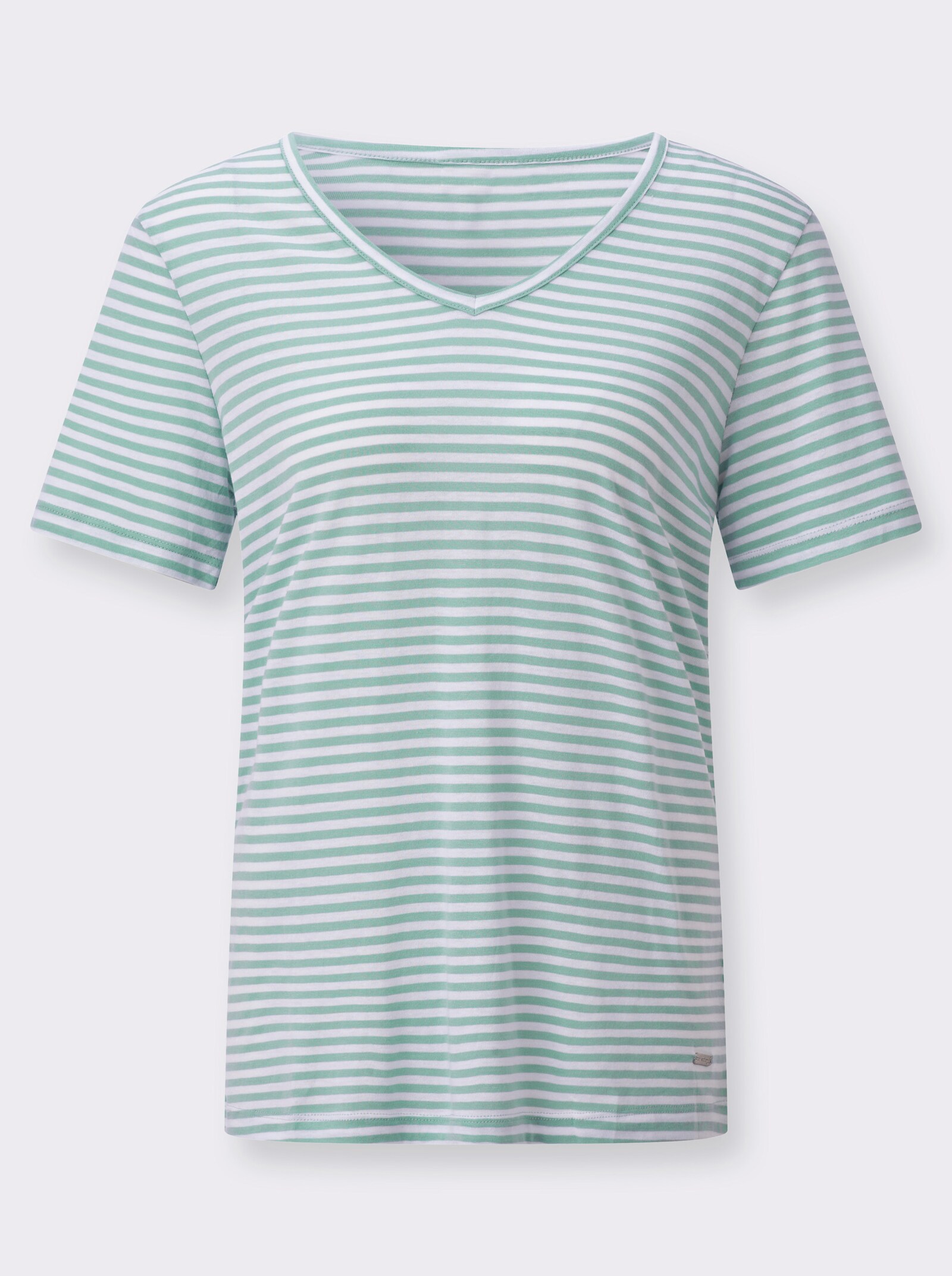 Kurzarmshirt im Ringelmuster - kalkmint-geringelt