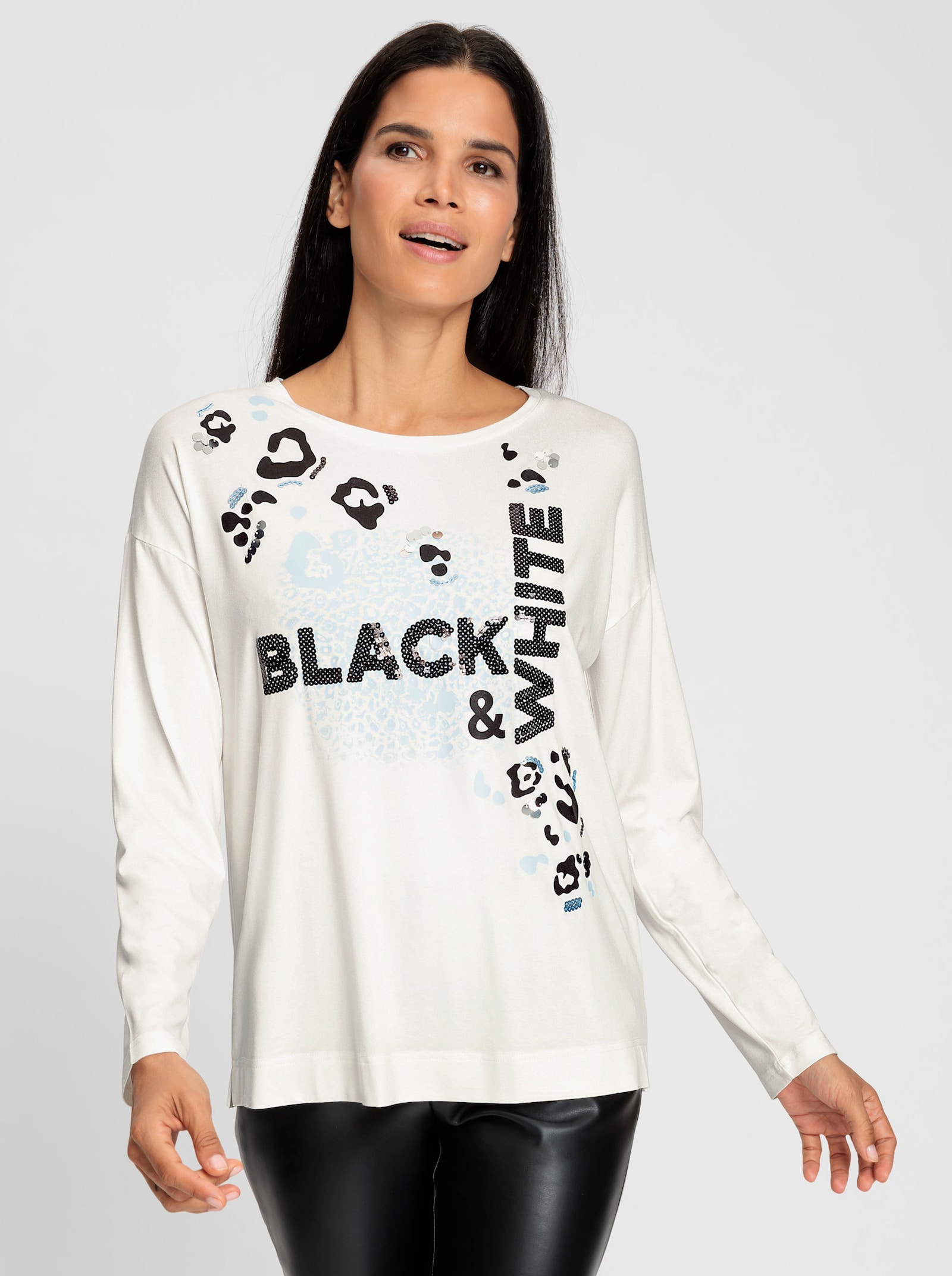 heine Langarmshirt mit kleinen Seitenschlitzen - ecru