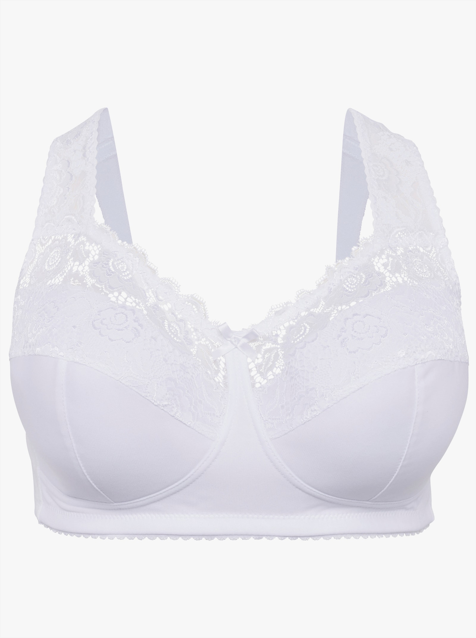 sheego Bügelloser BH mit Spitze, wattierte Cups - weiß