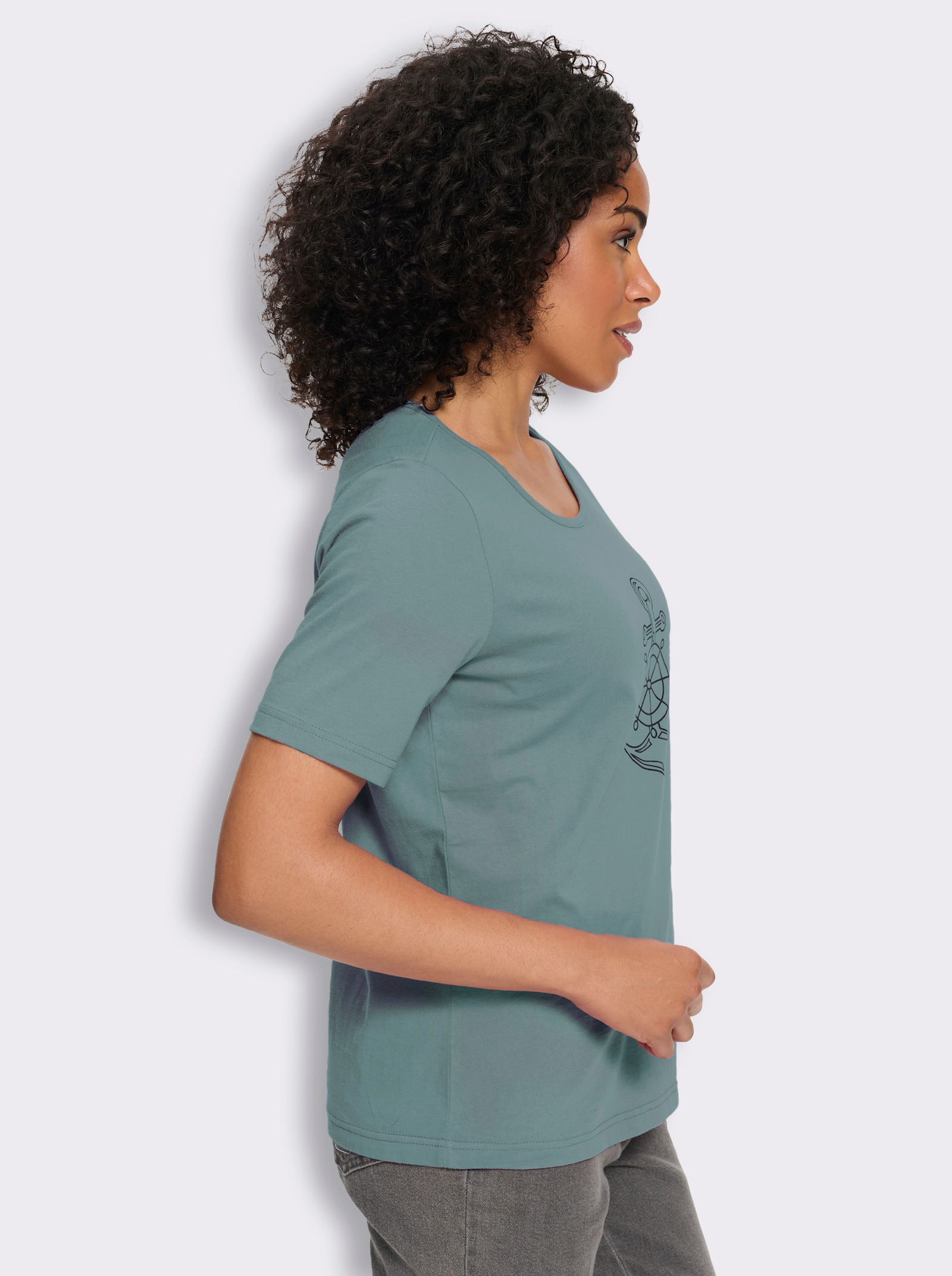 Shirt met korte mouwen en ankermotief - jade