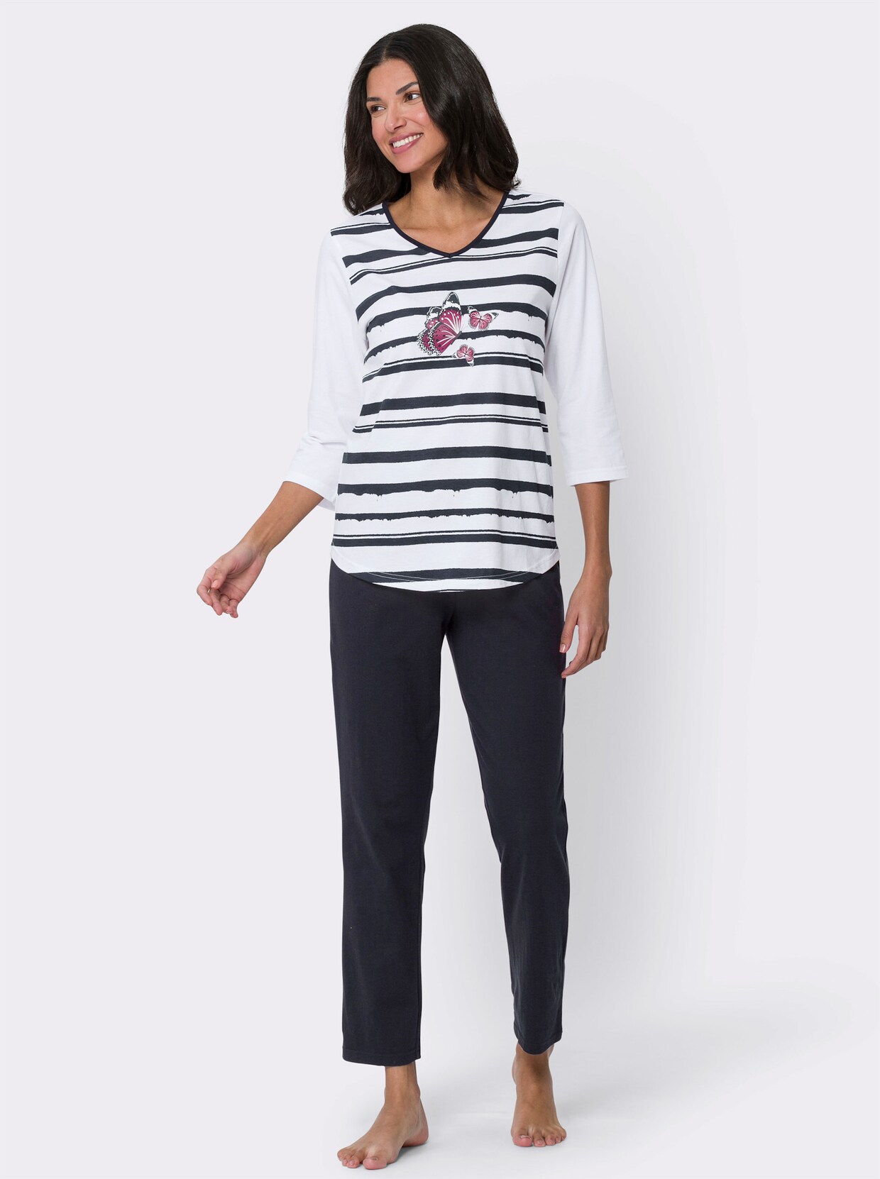 Pyjama - wit/marine geprint