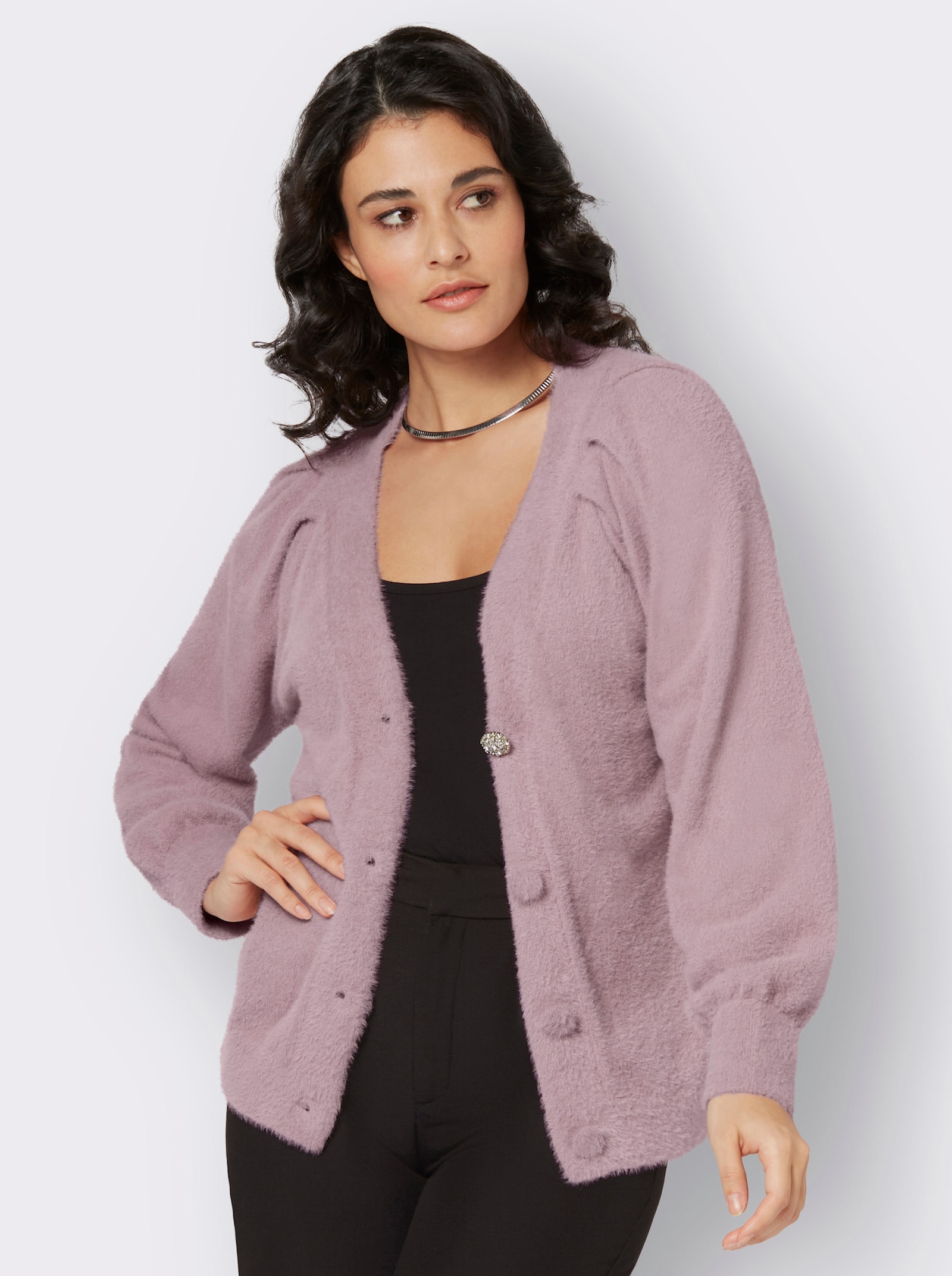 Strickjacke im figurfreundlichen Schnitt - mauve