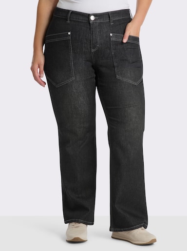 sheego Bootcut-Jeans mit aufgesetzten Taschen - black denim