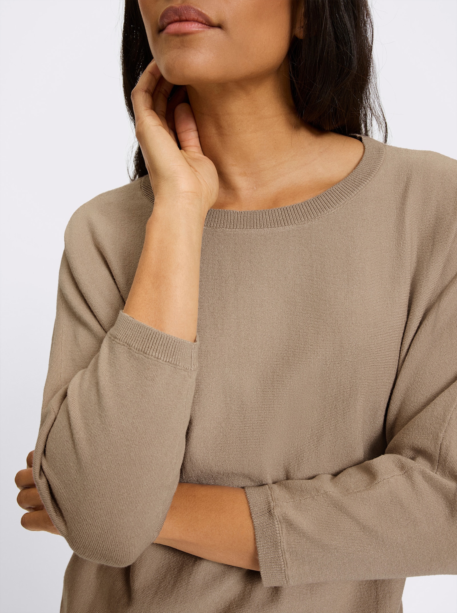 heine Fledermauspullover mit Rippenbündchen - beige