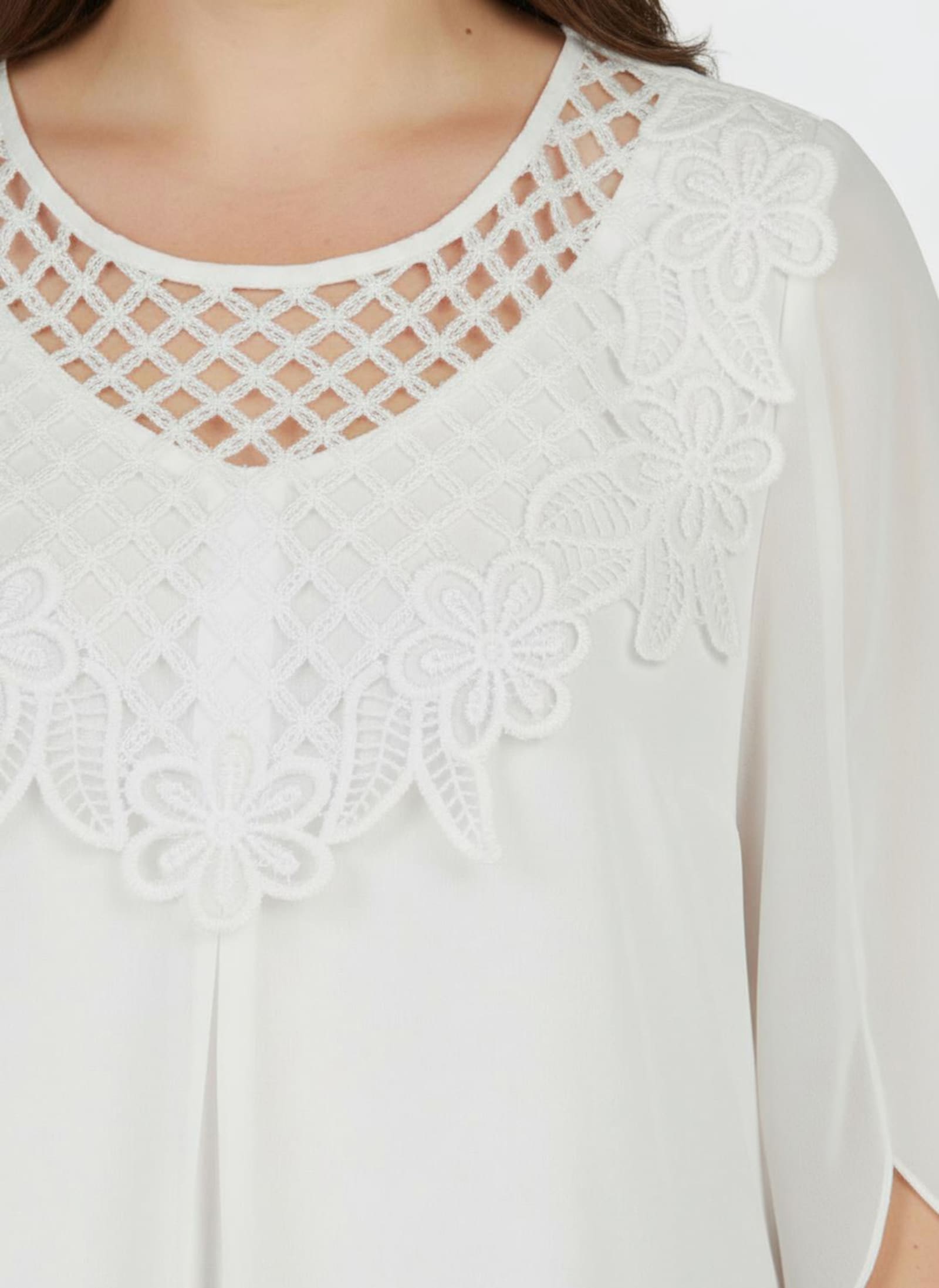 Spitzentunika mit blickdicht unterlegtem Body - ecru
