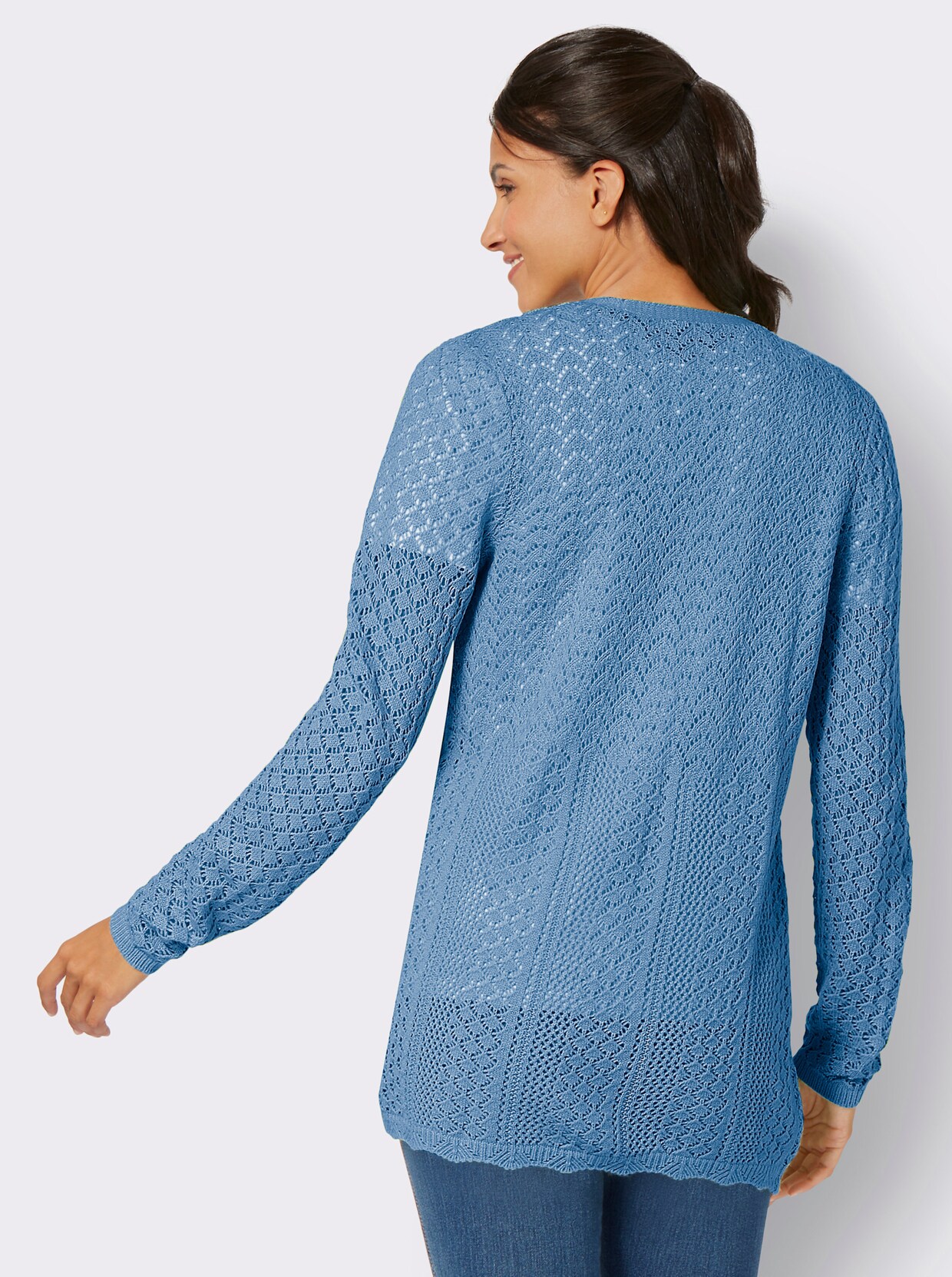 Longstrickjacke - himmelblau
