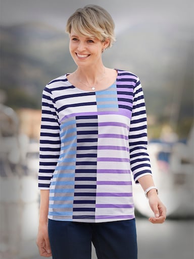 3/4-Arm-Shirt - lavendel-marine-bedruckt