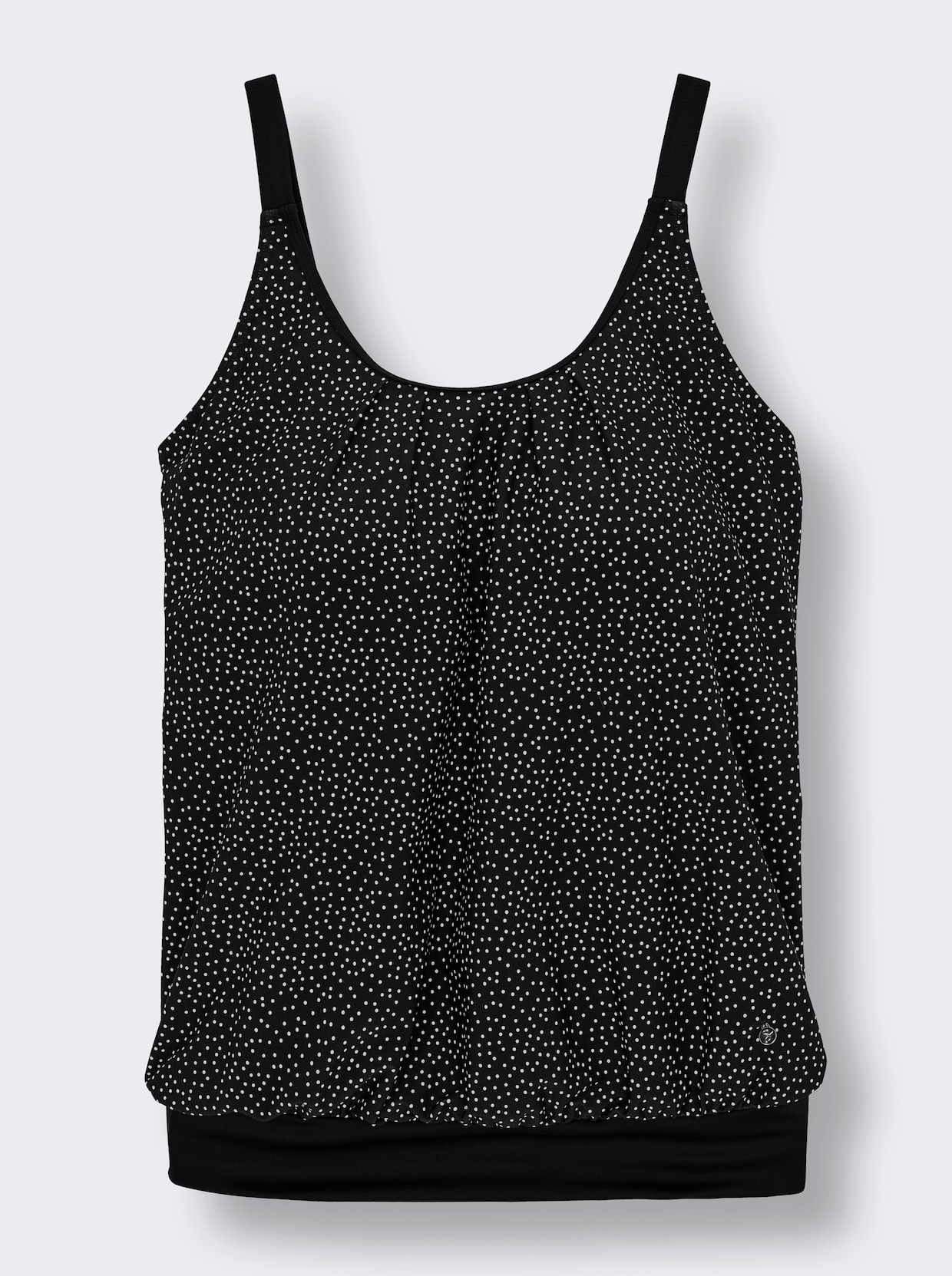 sheego Tankini-Oberteil mit Pünktchen - schwarz-weiß-getupft