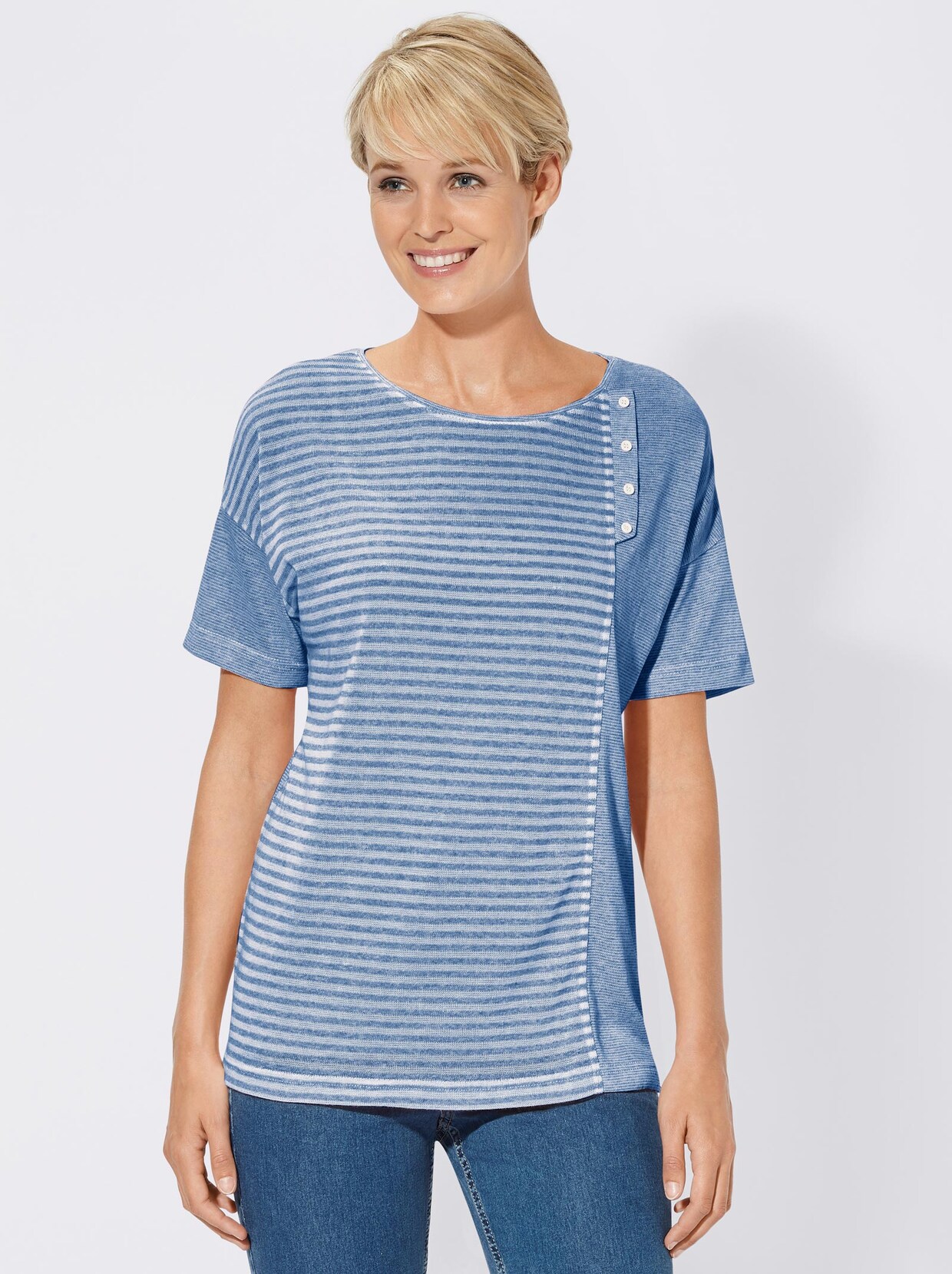 Shirt met ronde hals - bleu