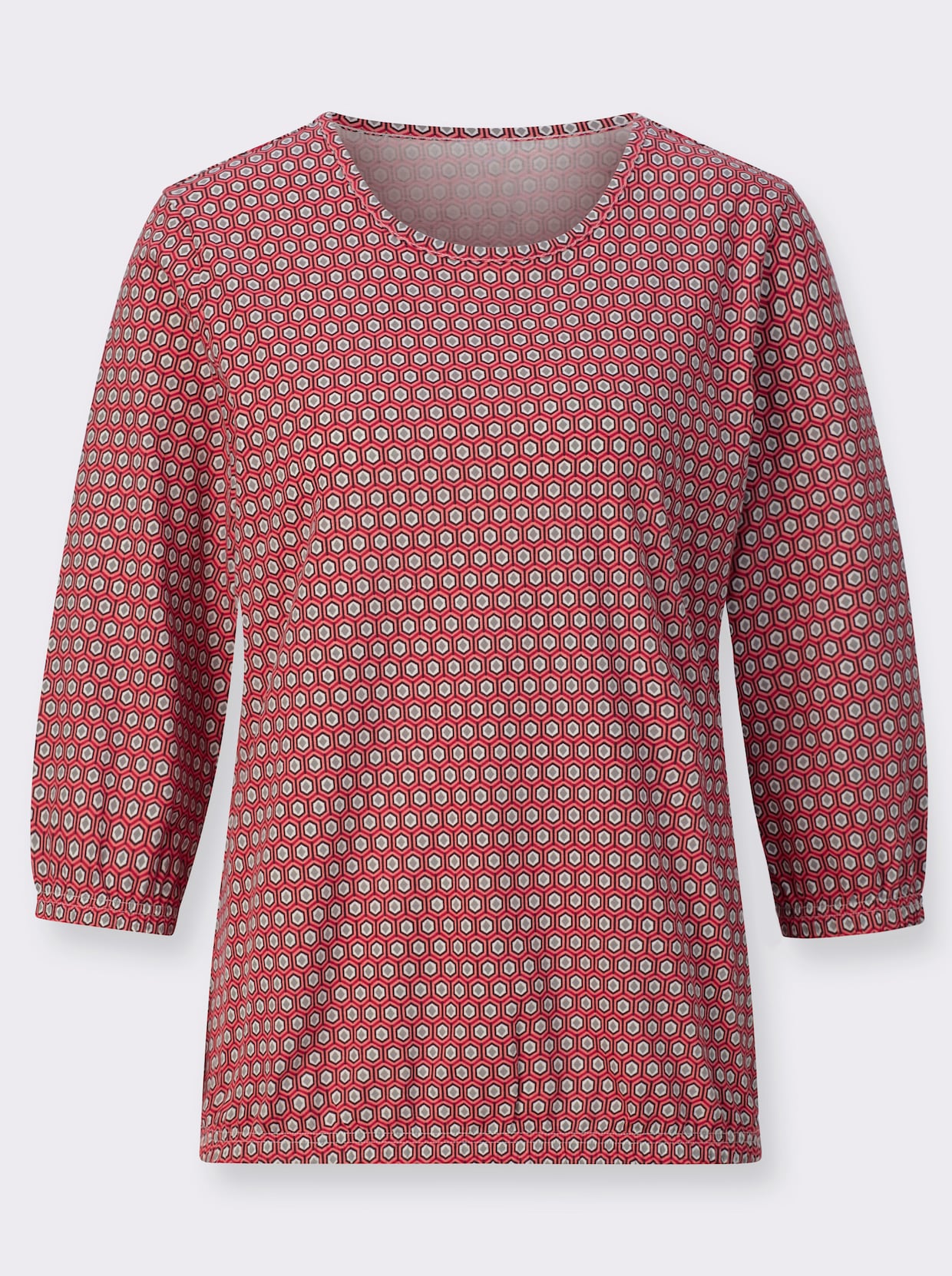 Shirt met 3/4-mouw - koraal/bordeaux bedrukt