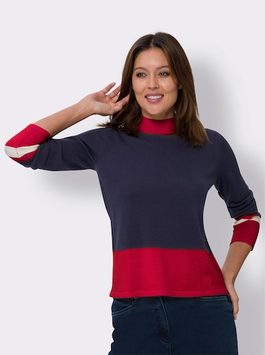 Langarm-Pullover - marine-rot