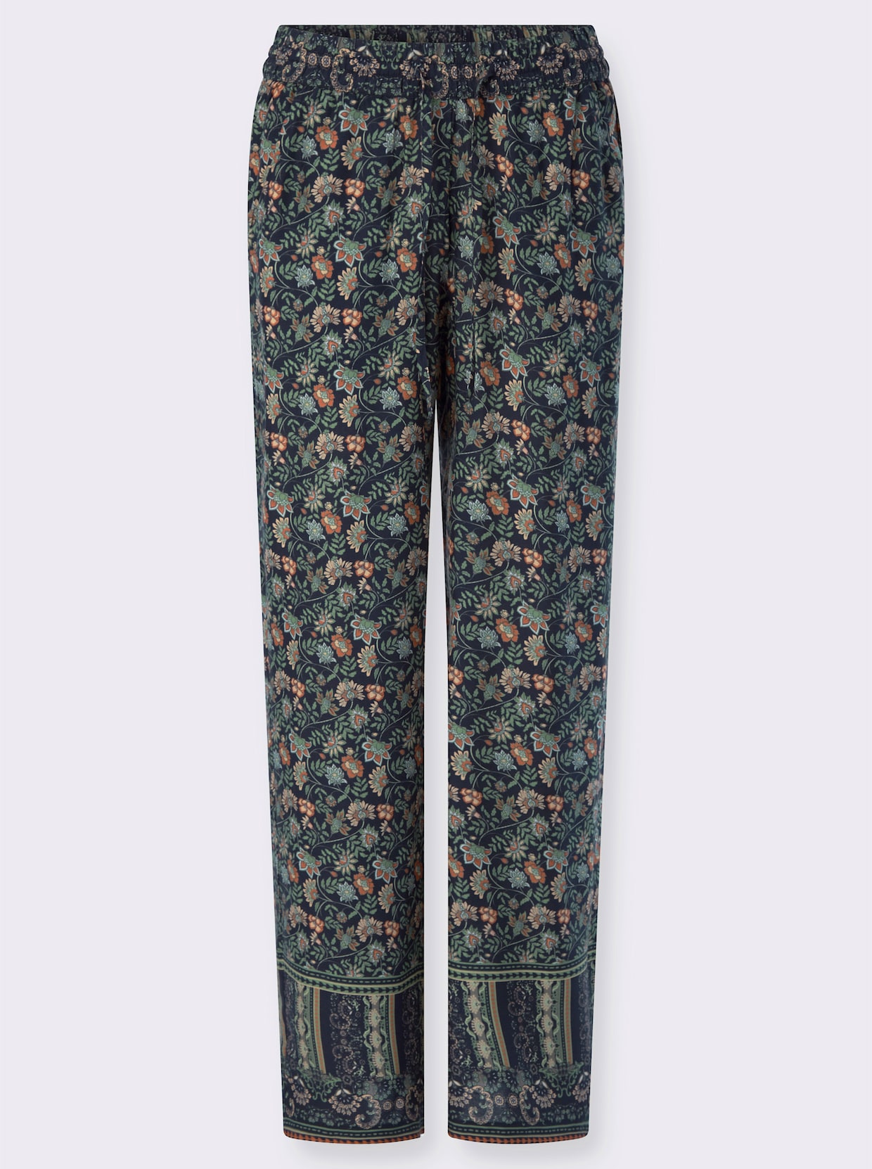 Schlupfhose - marine-eucalyptus-bedruckt