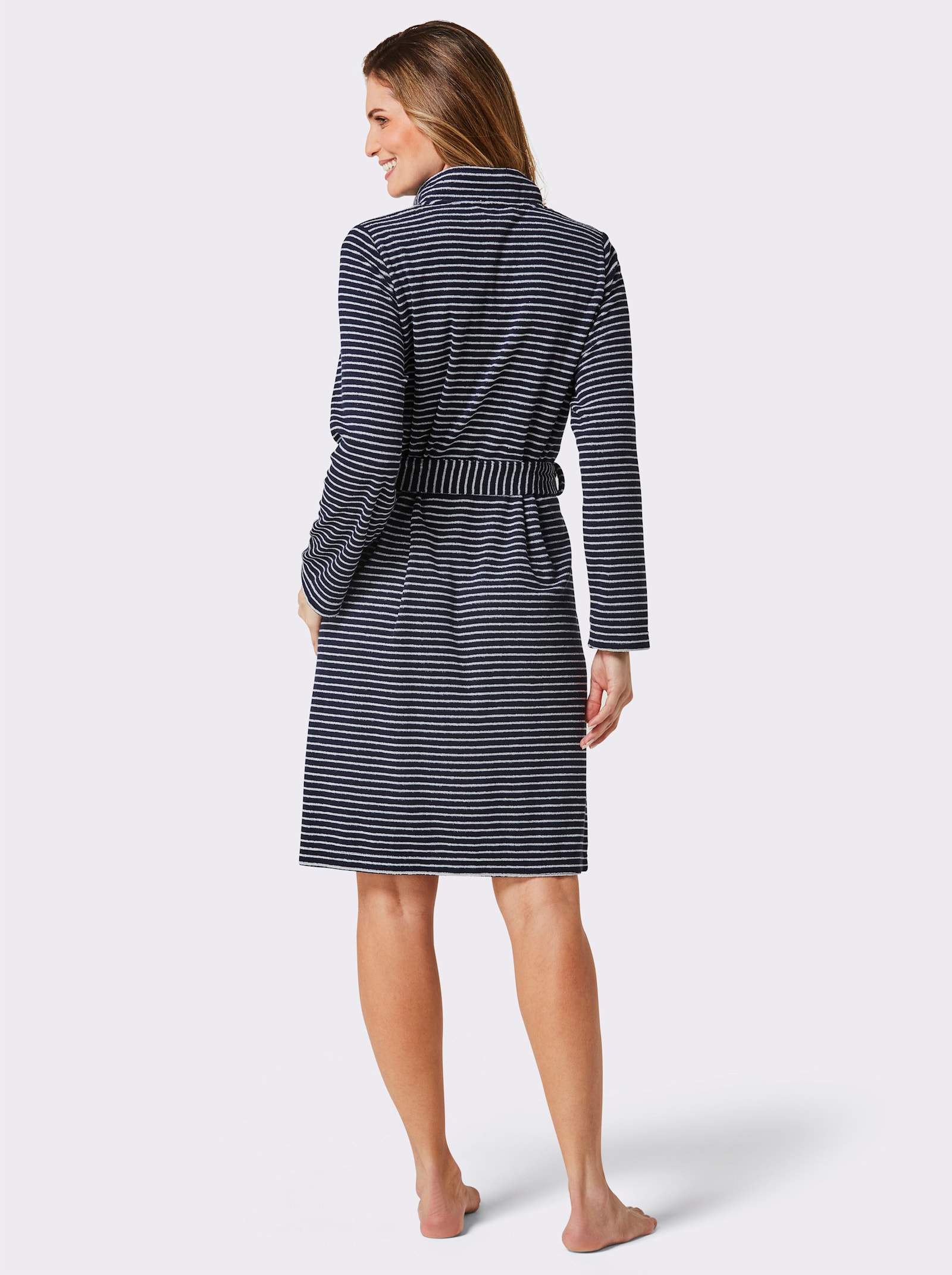 feel good Bademantel - marine-weiß