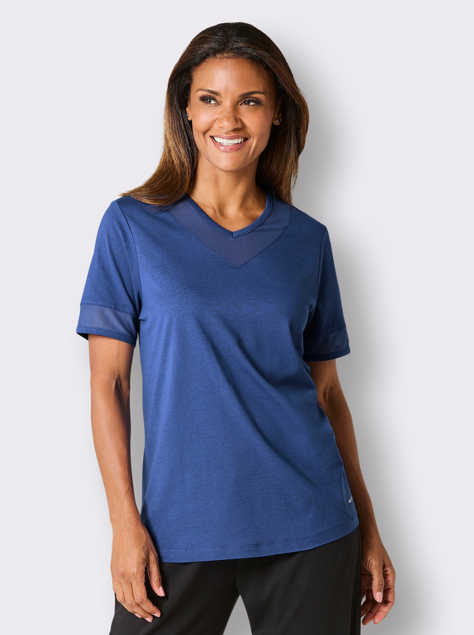 wäschepur Schlafanzugshirt mit V-Ausschnitt - royalblau