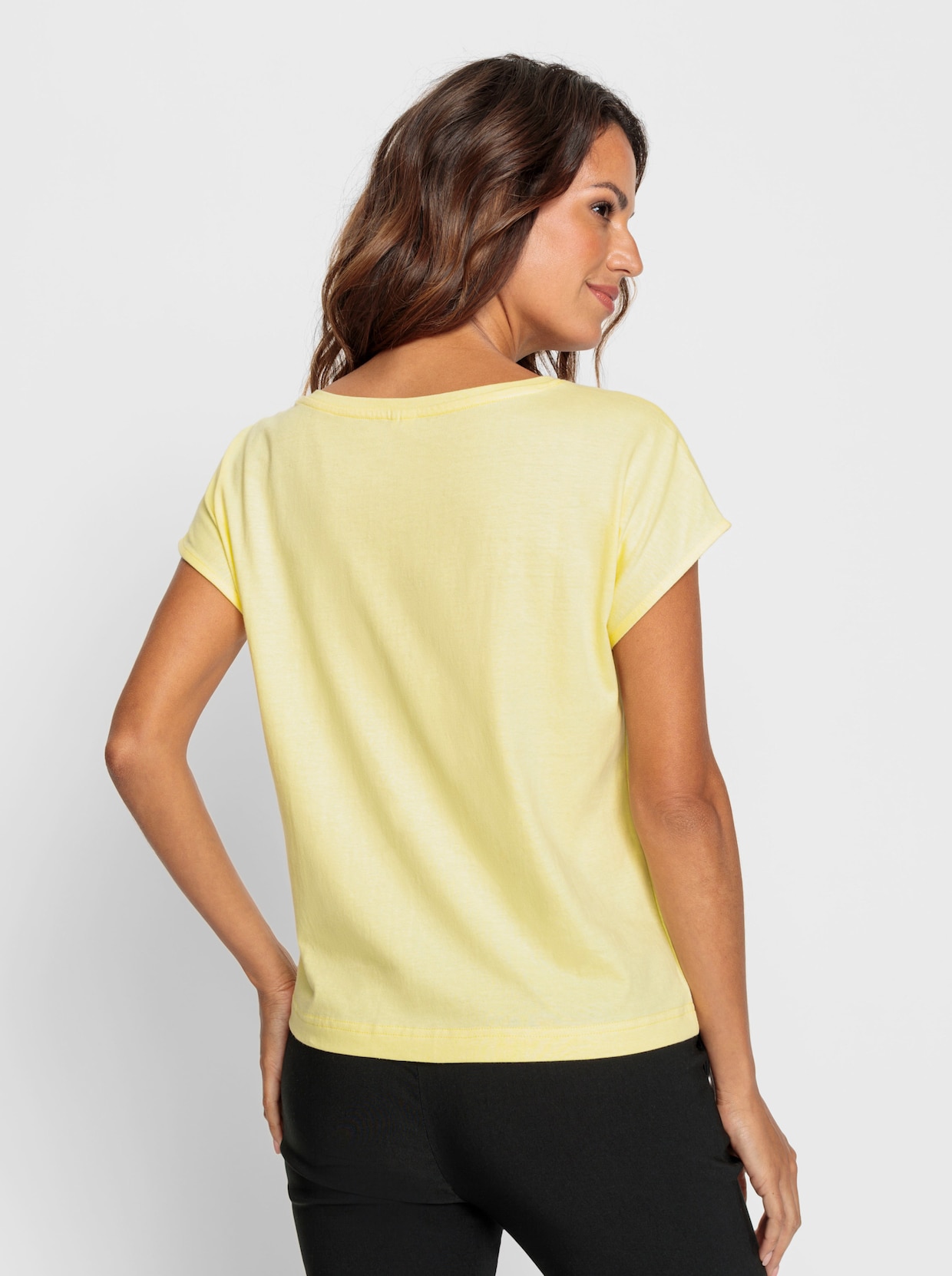 Tričko s kulatým výstřihem - citronová