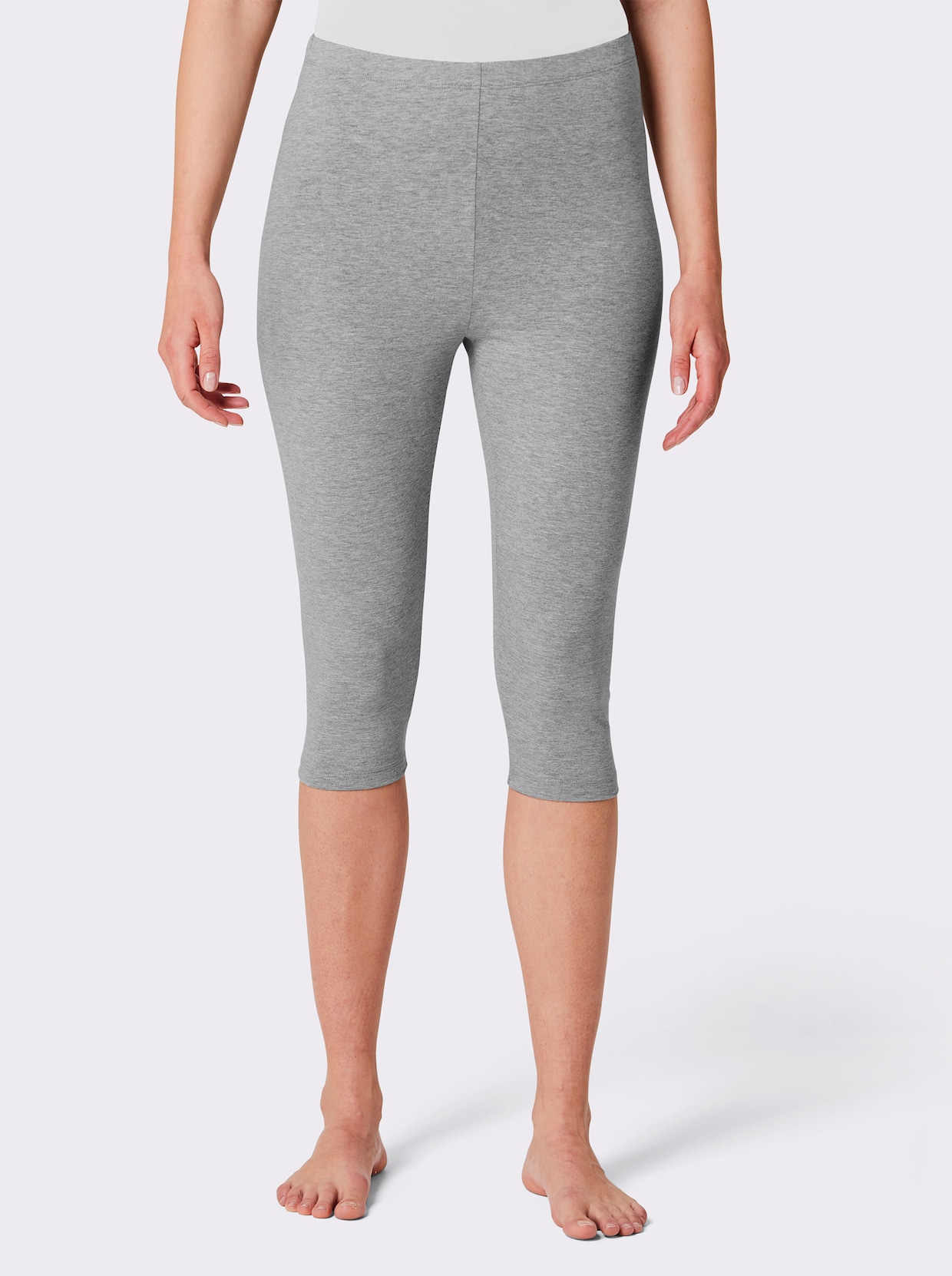 feel good Capri-Leggings - schwarz + grau-meliert