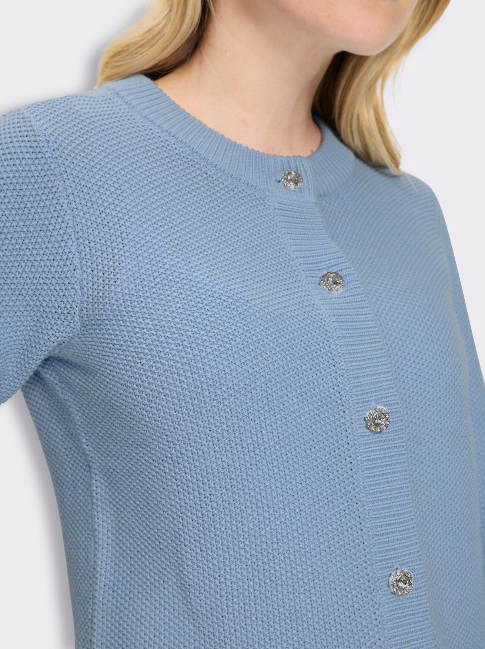 Cardigan mit Schmuckknöpfen - eisblau