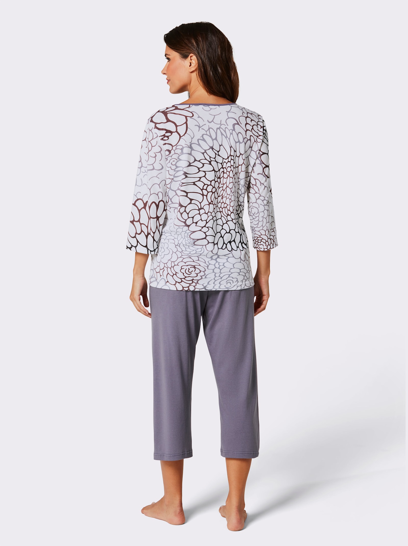 Ascafa Pyjama met 3/4-mouwen - mauve gedessineerd