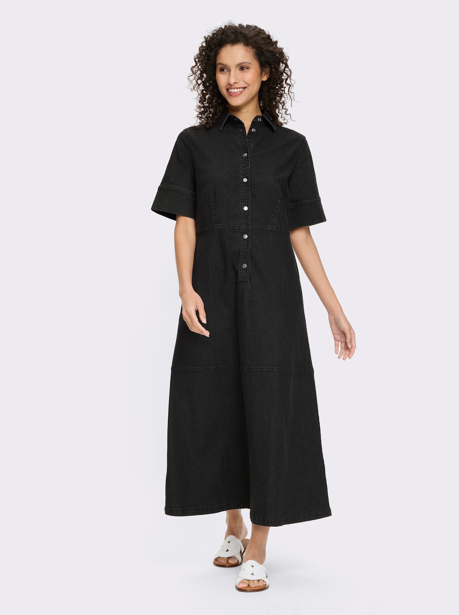 heine Jeanskleid mit Knopfleiste - black denim