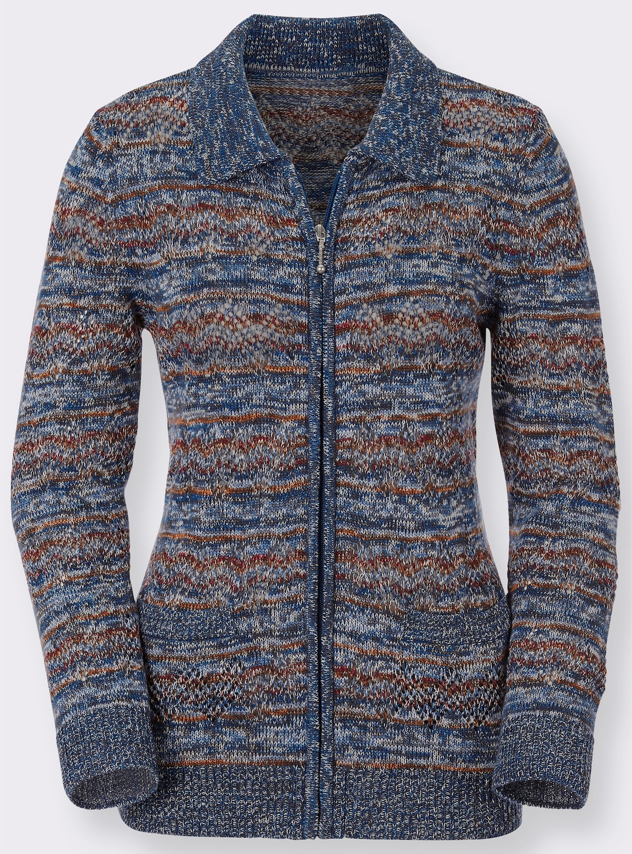 Strickjacke - blau-gemustert