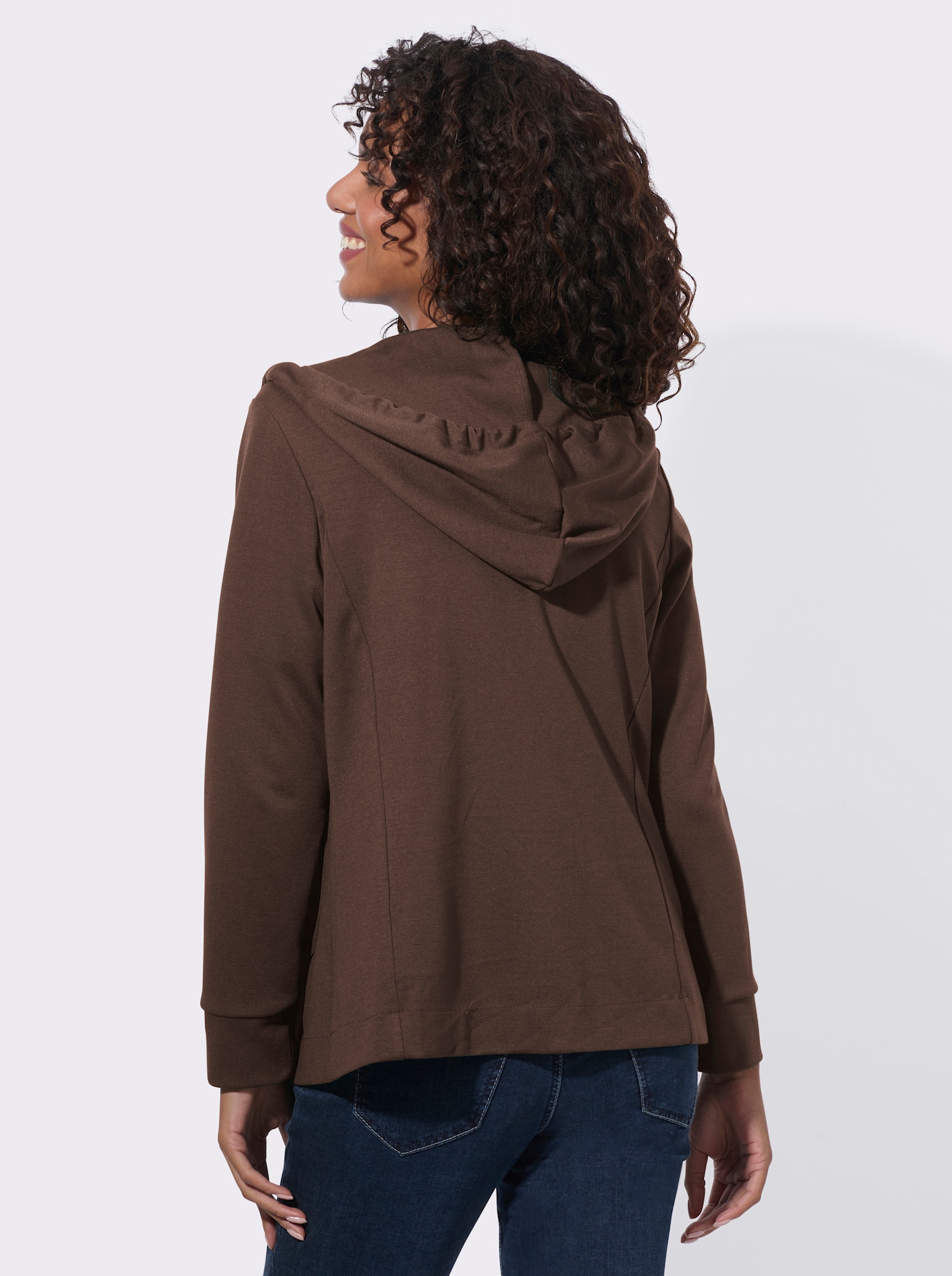Shirtjacke mit Reverskragen - schoko