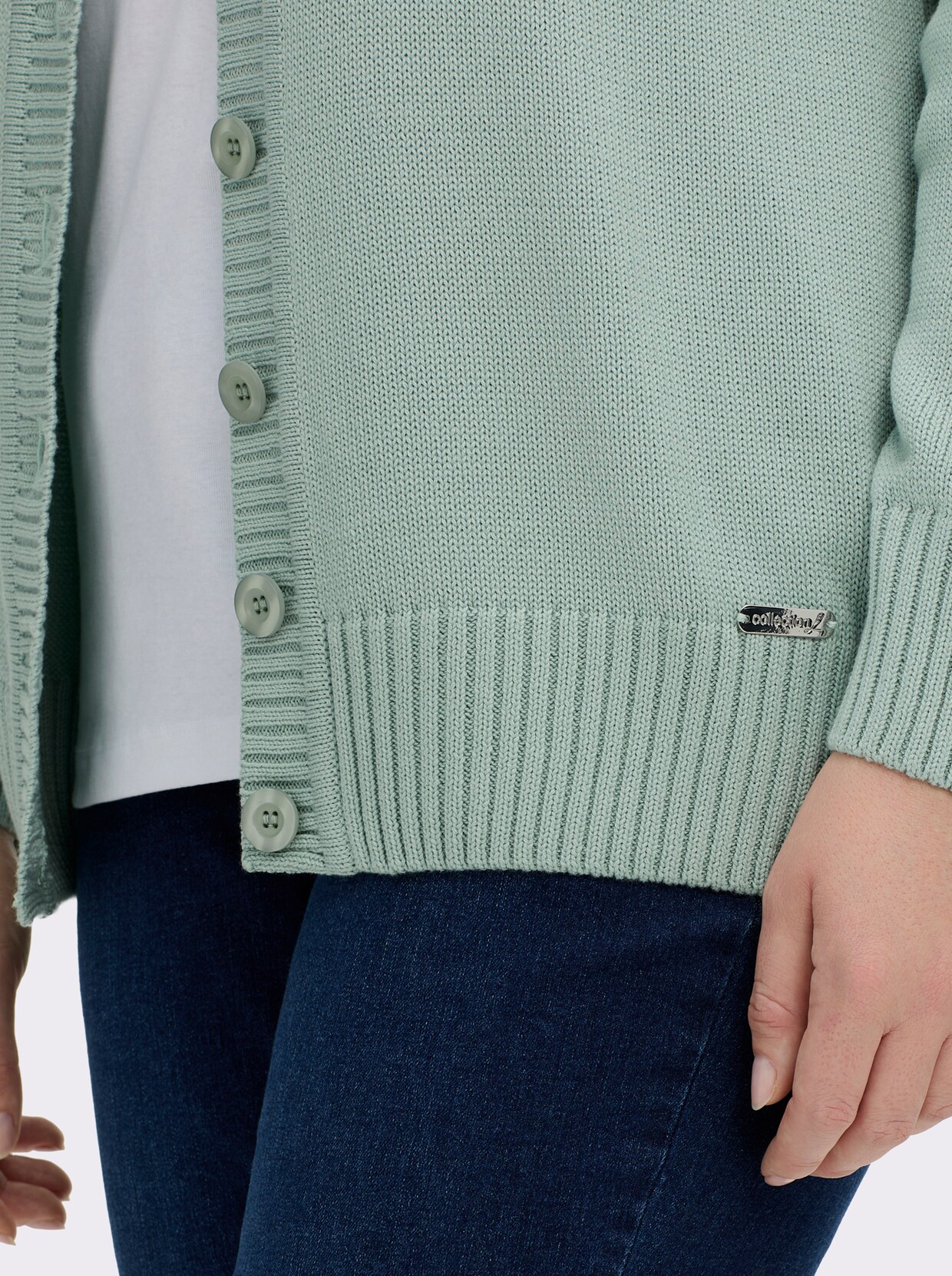 Strickjacke mit farblich abgestimmten Knöpfen - kalkmint