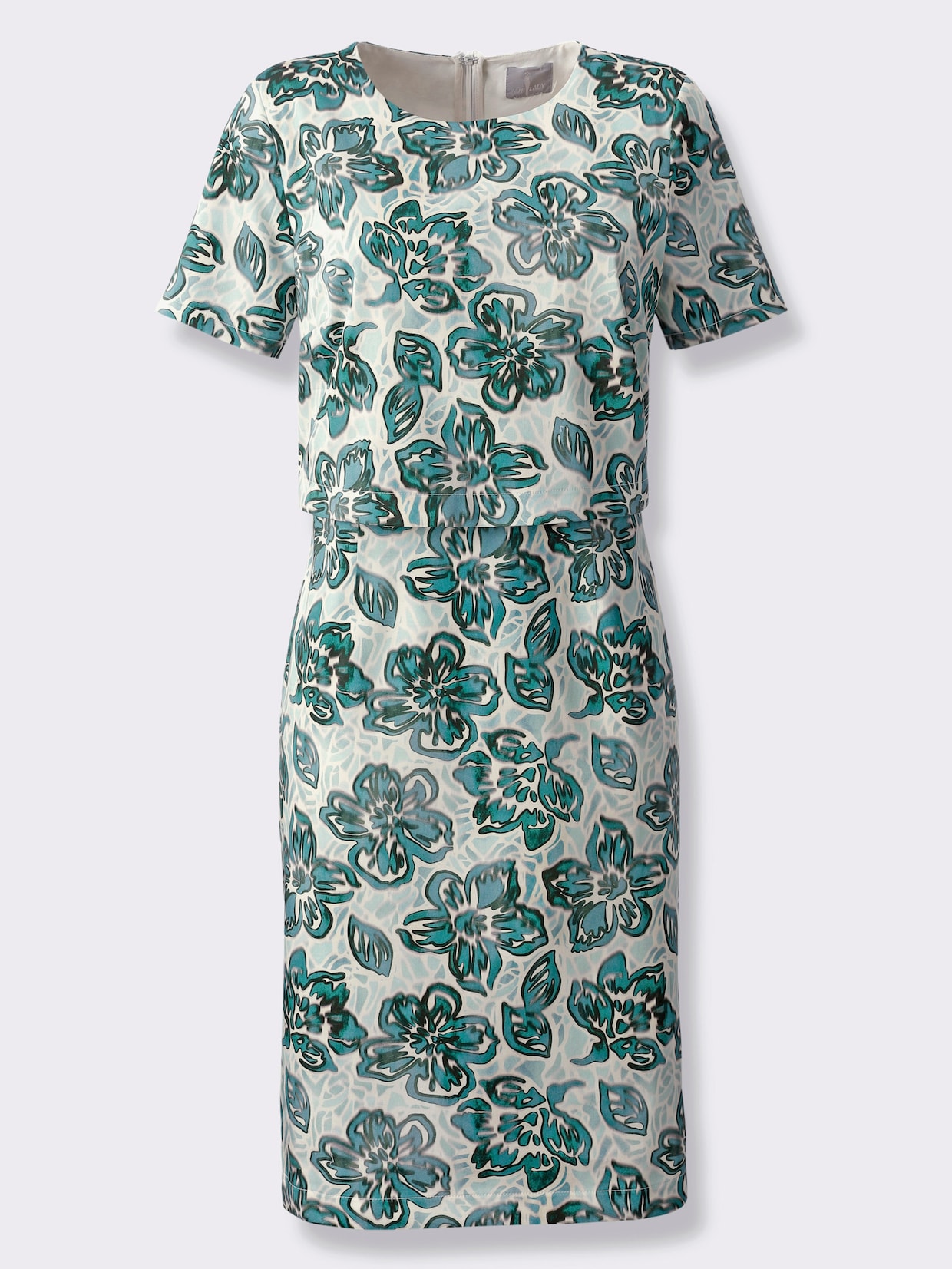 Druckkleid - ozean-petrol-bedruckt