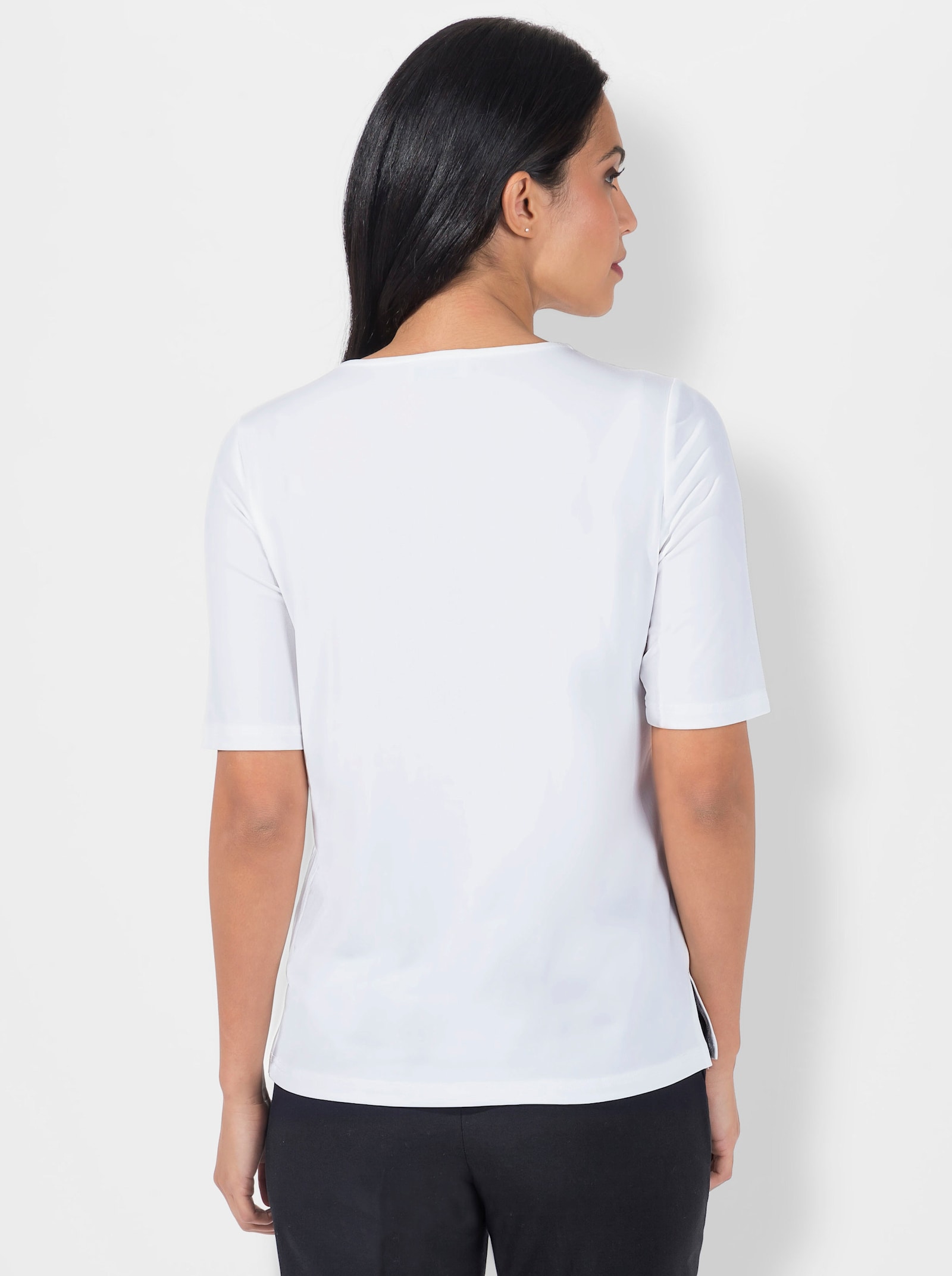 Print-Shirt mit Seitenschlitzen - ecru