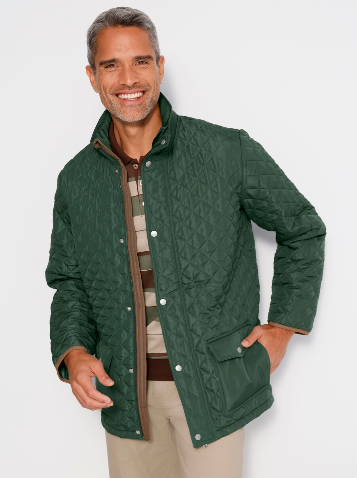 Prošívaná bunda s kosočtvercovým vzorem - mechová