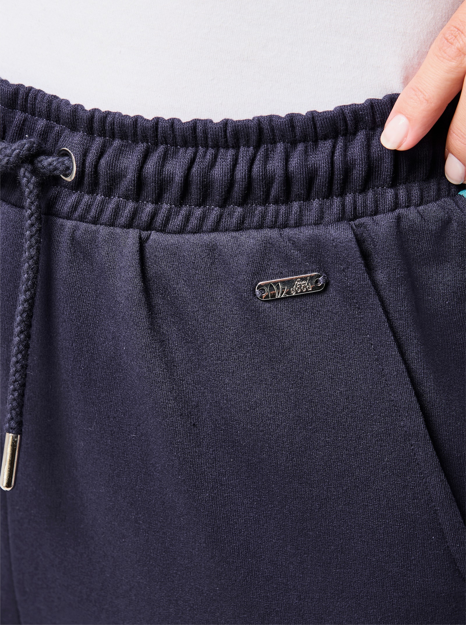 feel good broek met comfortband - marine/turquoise