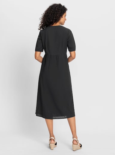 Baumwollkleid mit Knopfleiste - schwarz