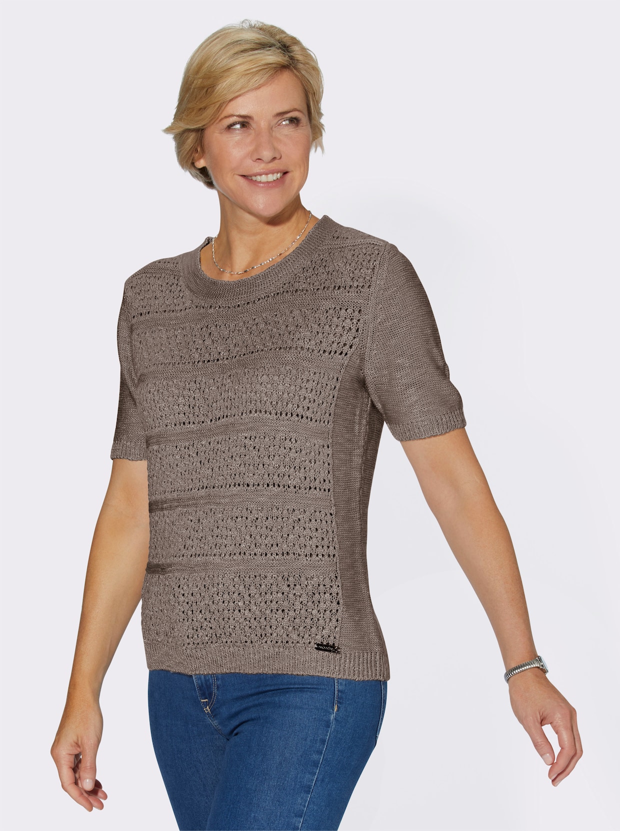 Pullover met korte mouwen - taupe