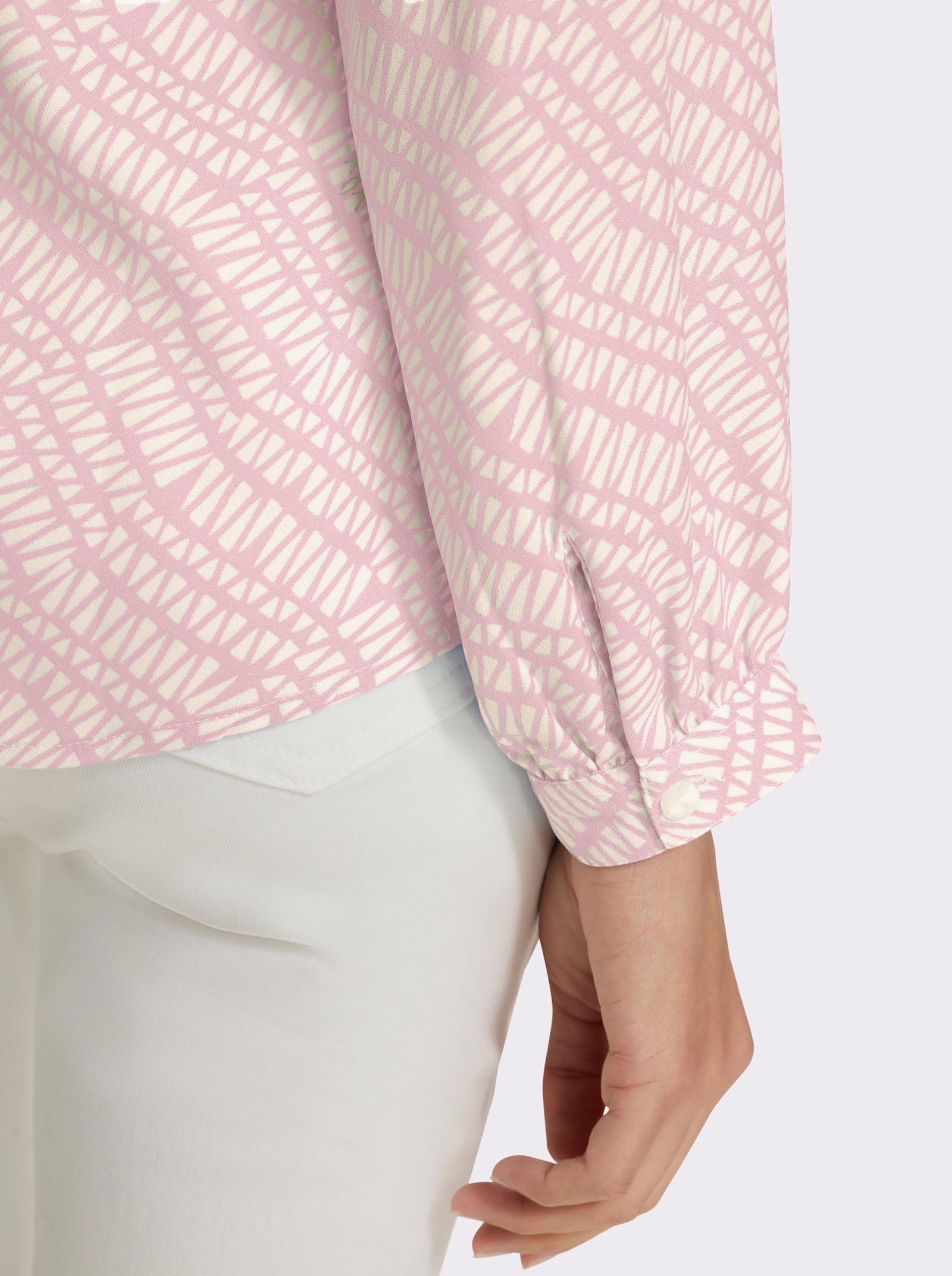 heine Schlupfbluse in Kofferware - hellrosé-ecru-bedruckt