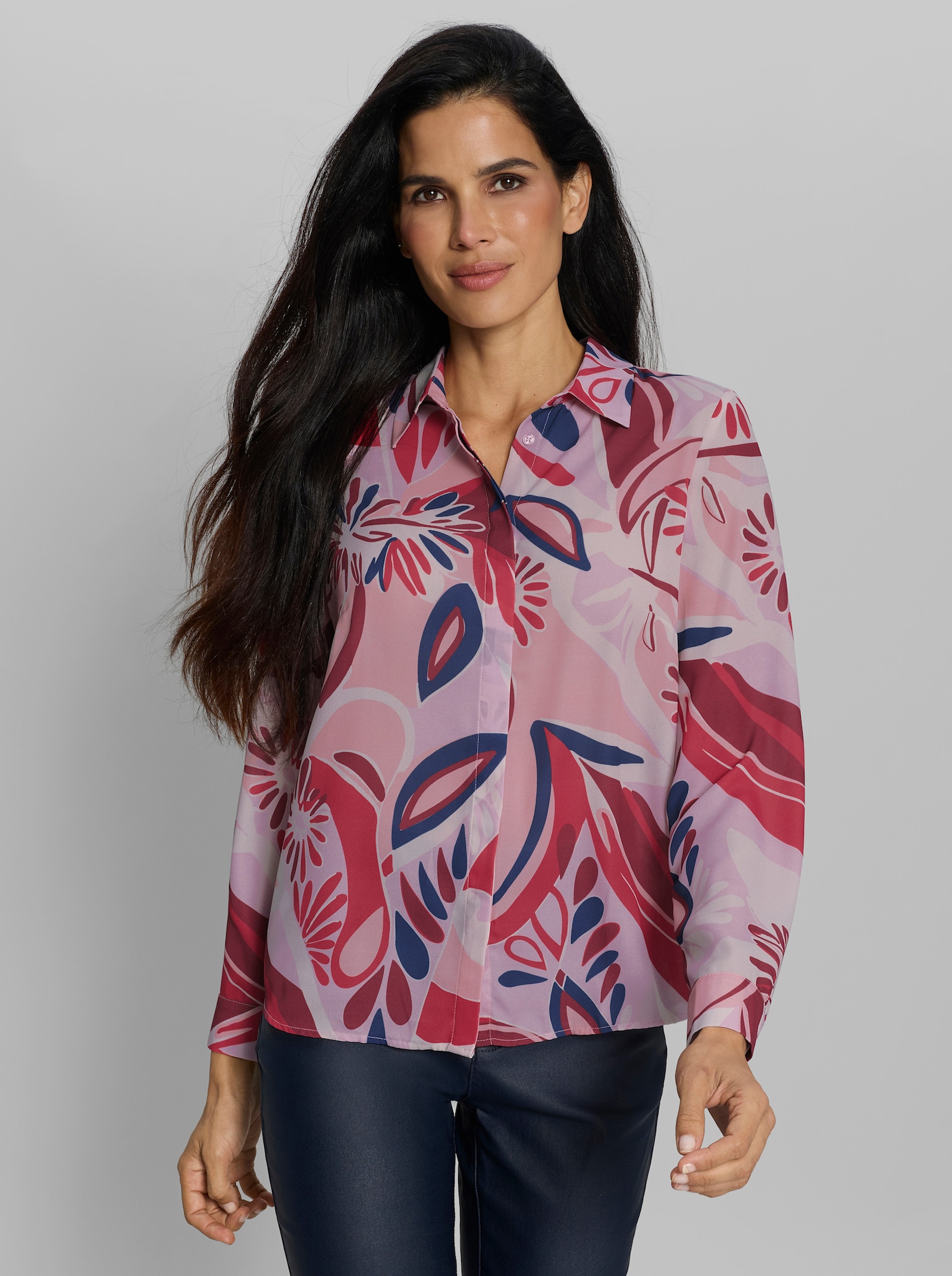 heine Druckbluse in Crêpe-Qualität - rosenquarz-rot-bedruckt