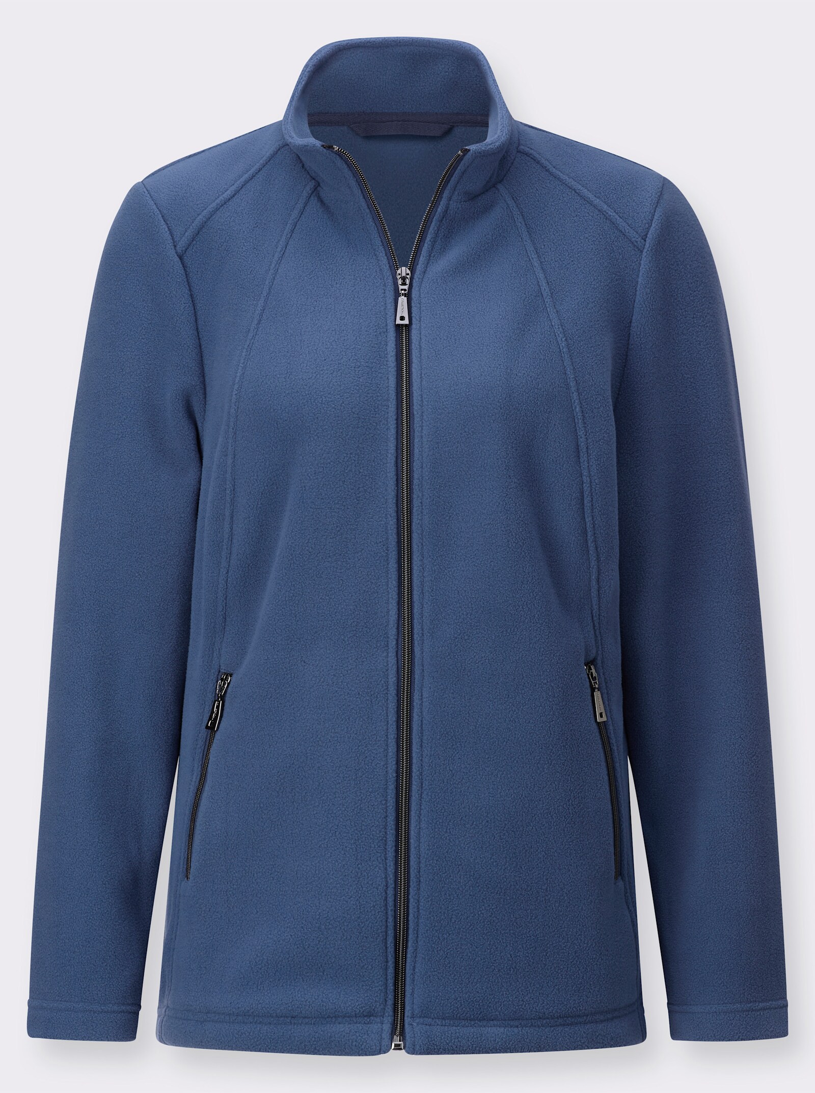 Fleecejacke mit Reißverschluss-Taschen - jeansblau