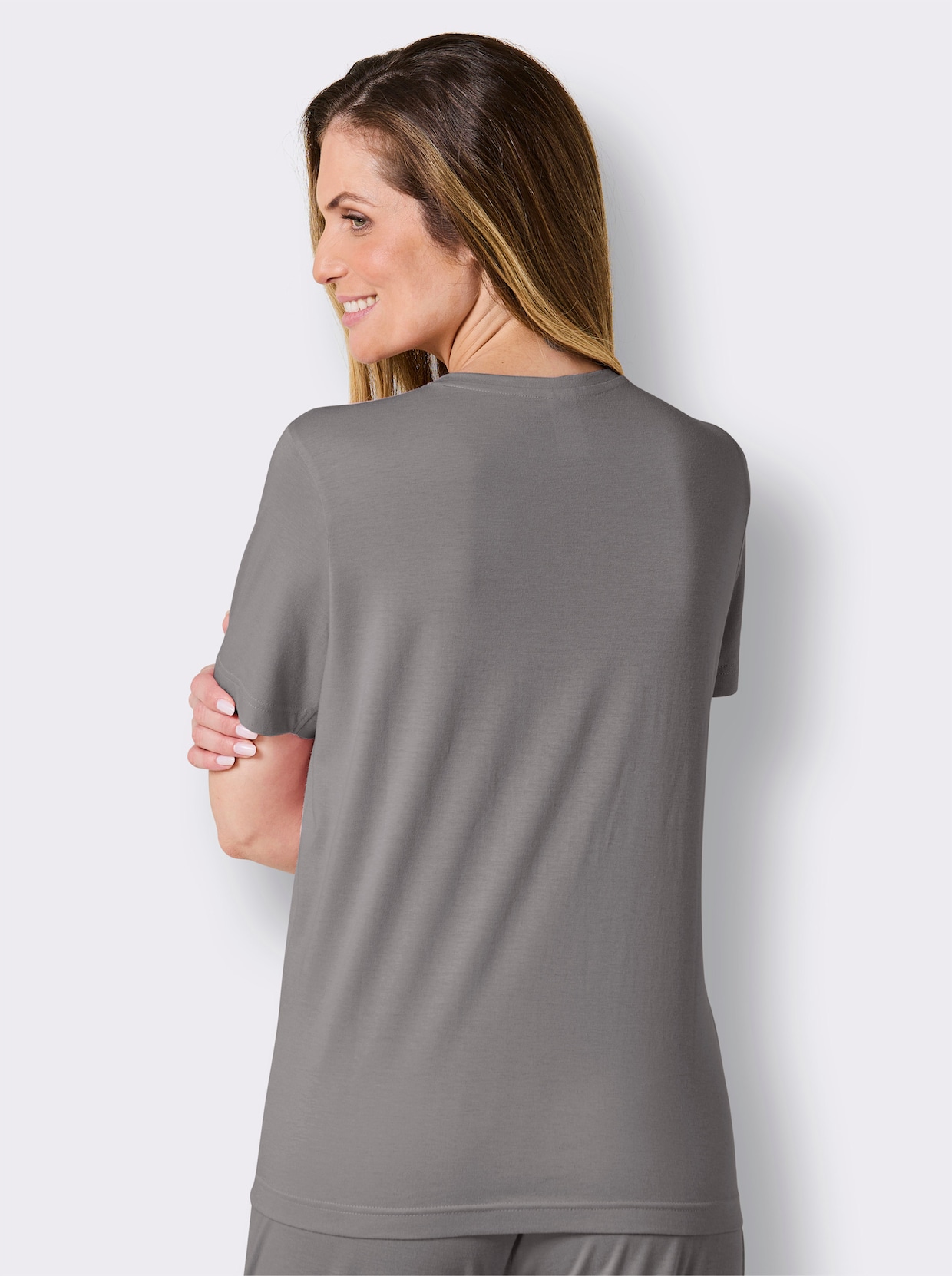wäschepur Schlafanzug-Shirt - steingrau