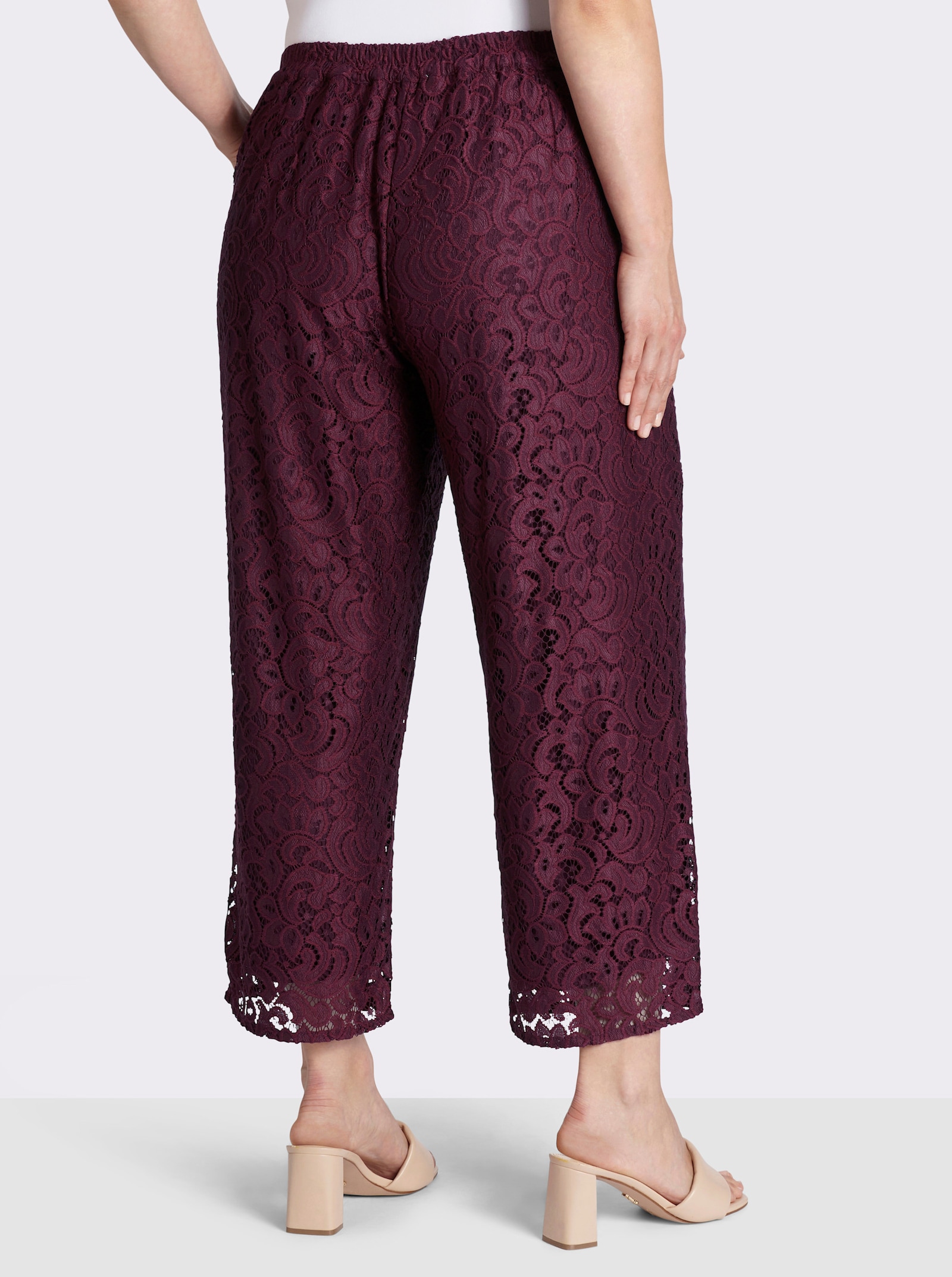 sheego Hose mit rundum Spitze - burgund