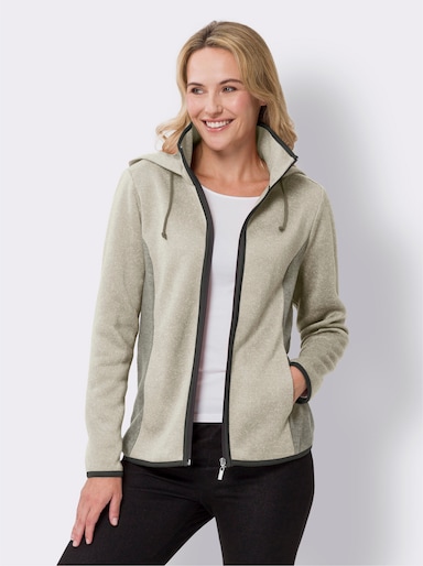 Strickfleecejacke - hellgrau-meliert