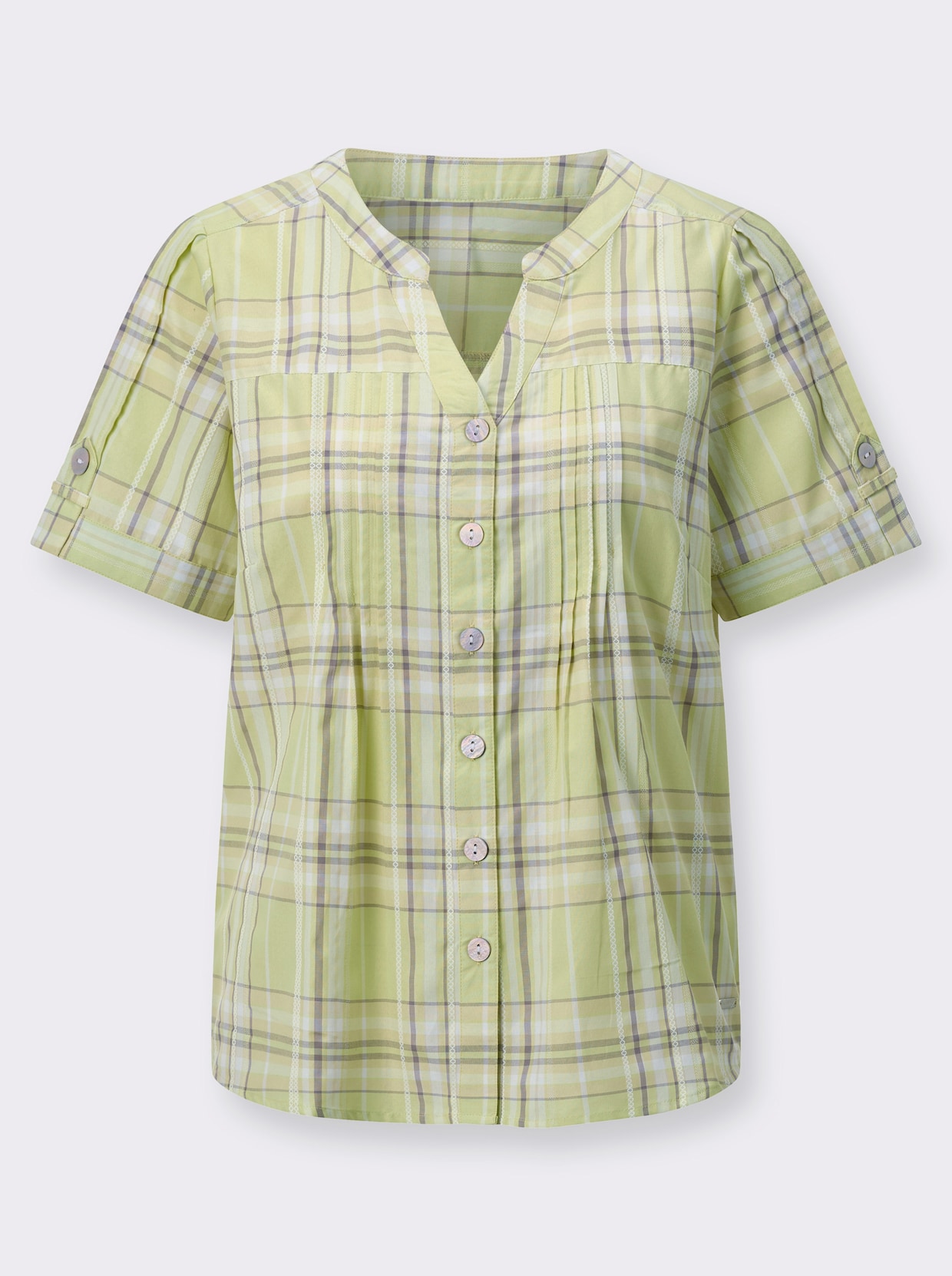Geruite blouse - pistache/taupe geruit