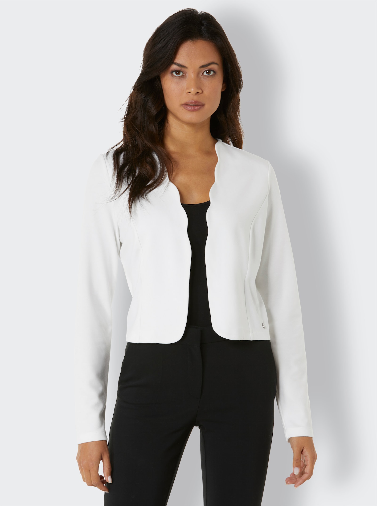 CREATION L PREMIUM Shirtjacke mit gewellten Kanten - weiß