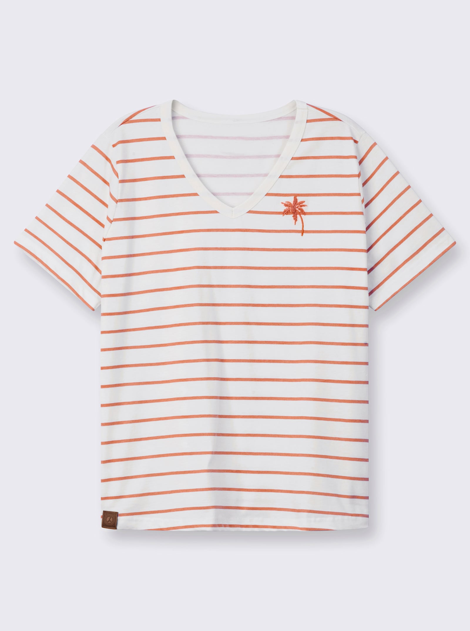  Shirt mit Stickerei, geringelt - papaya-ecru-geringelt