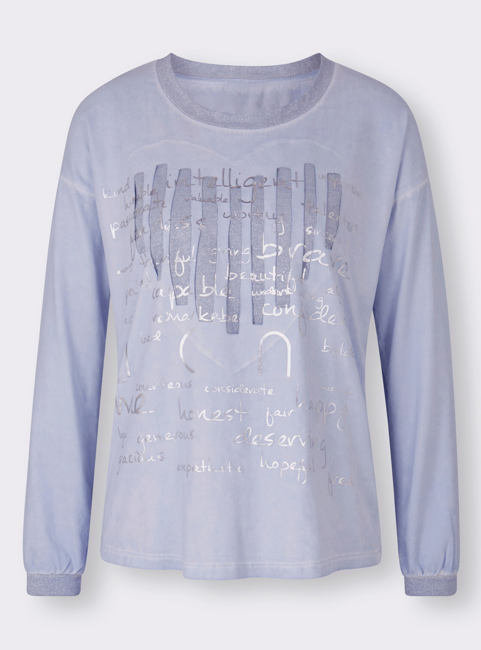 heine Shirt met lange mouwen en metallic effect - lichtblauw