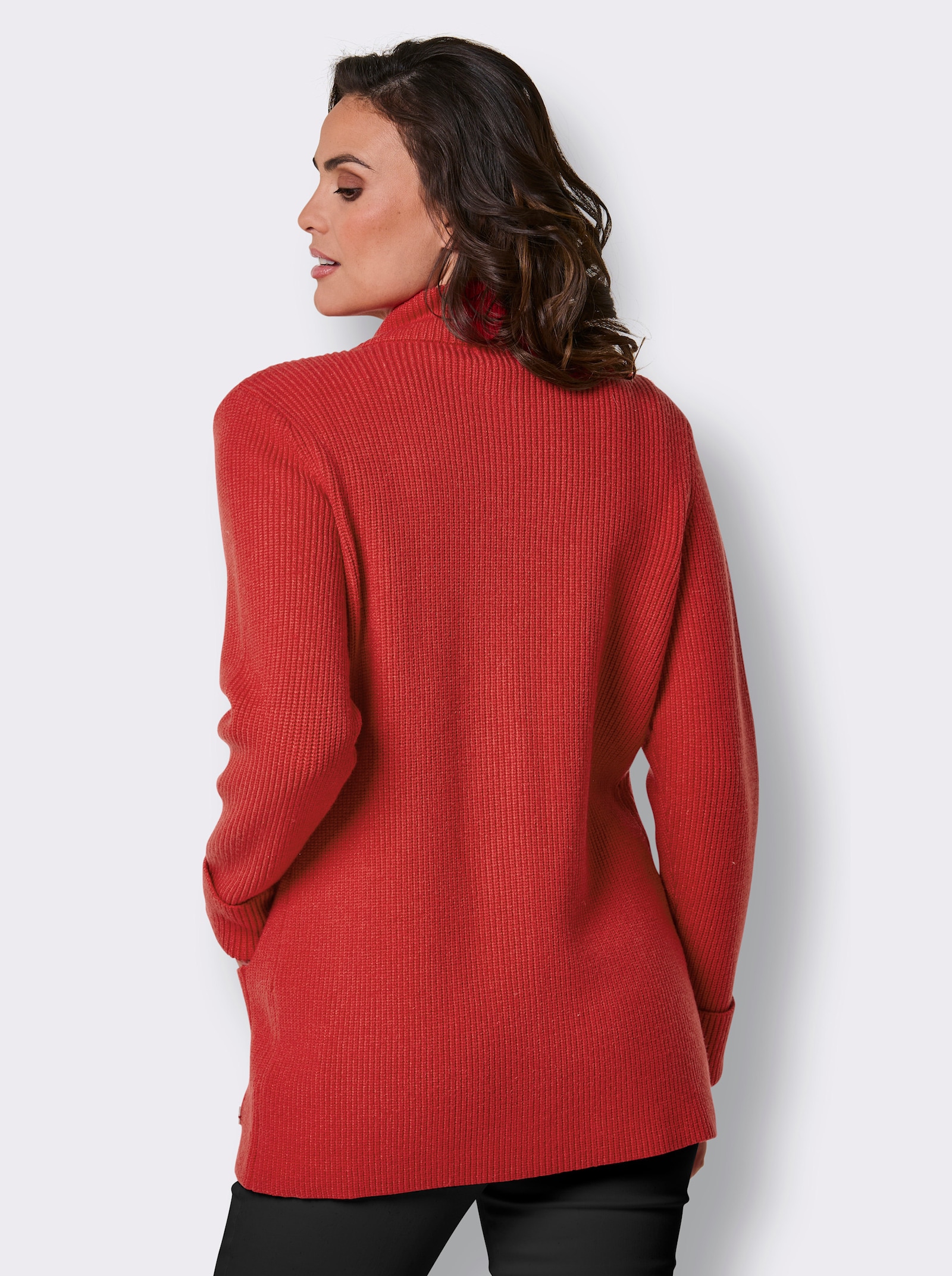 CREATION L PREMIUM Longstrickjacke in Ripp-Optik - rot