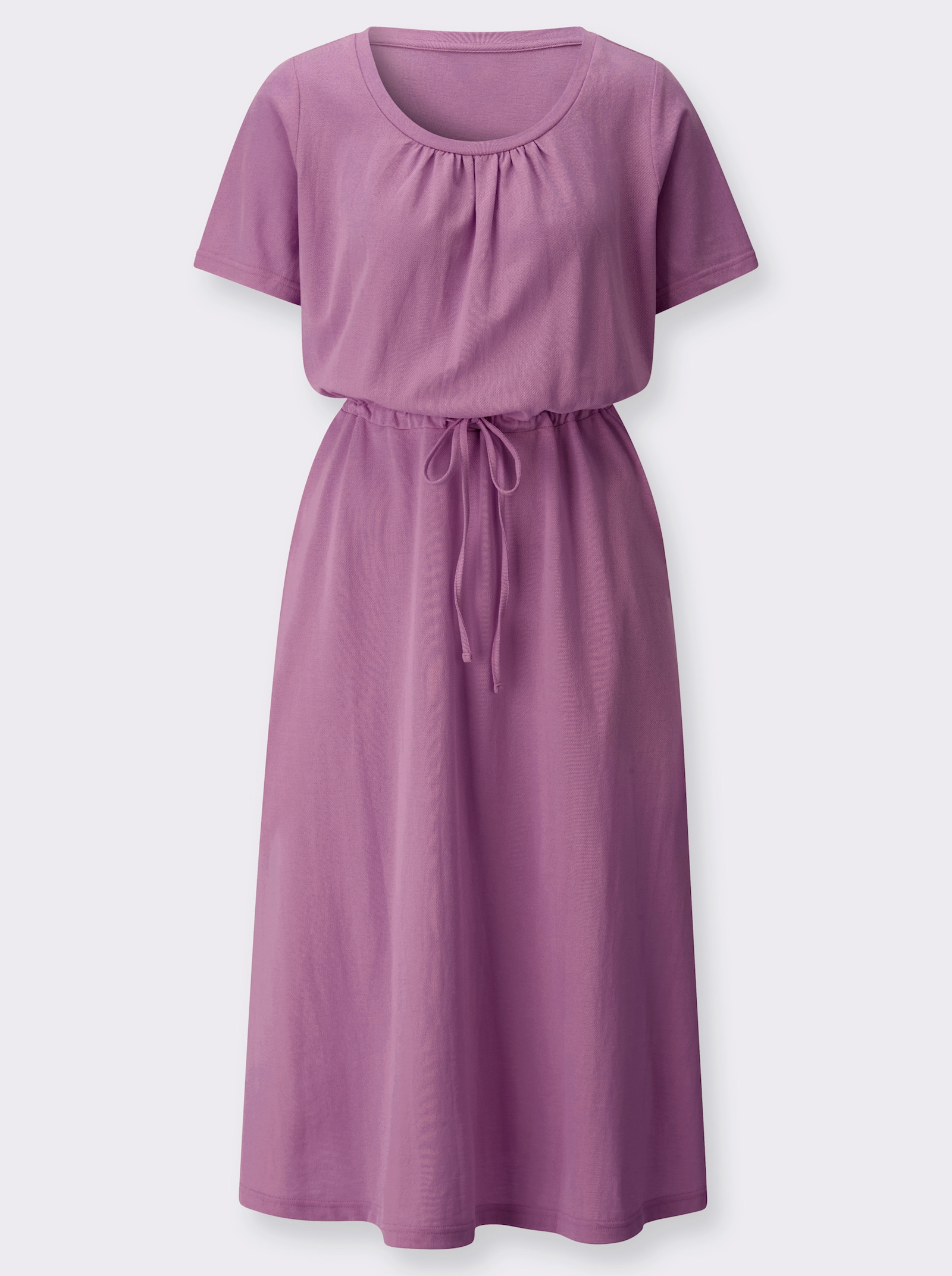 Sommerkleid mit gekräuselte Ausschnitt - violett