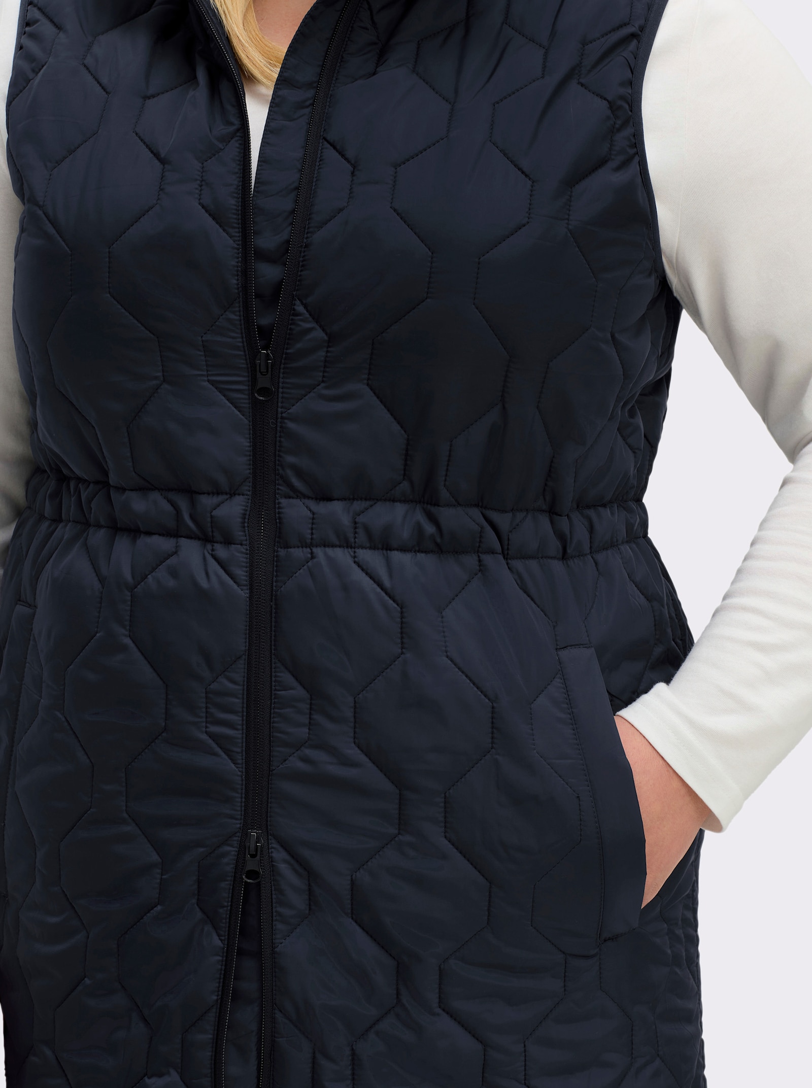 sheego Steppweste in langer Form - tiefblau