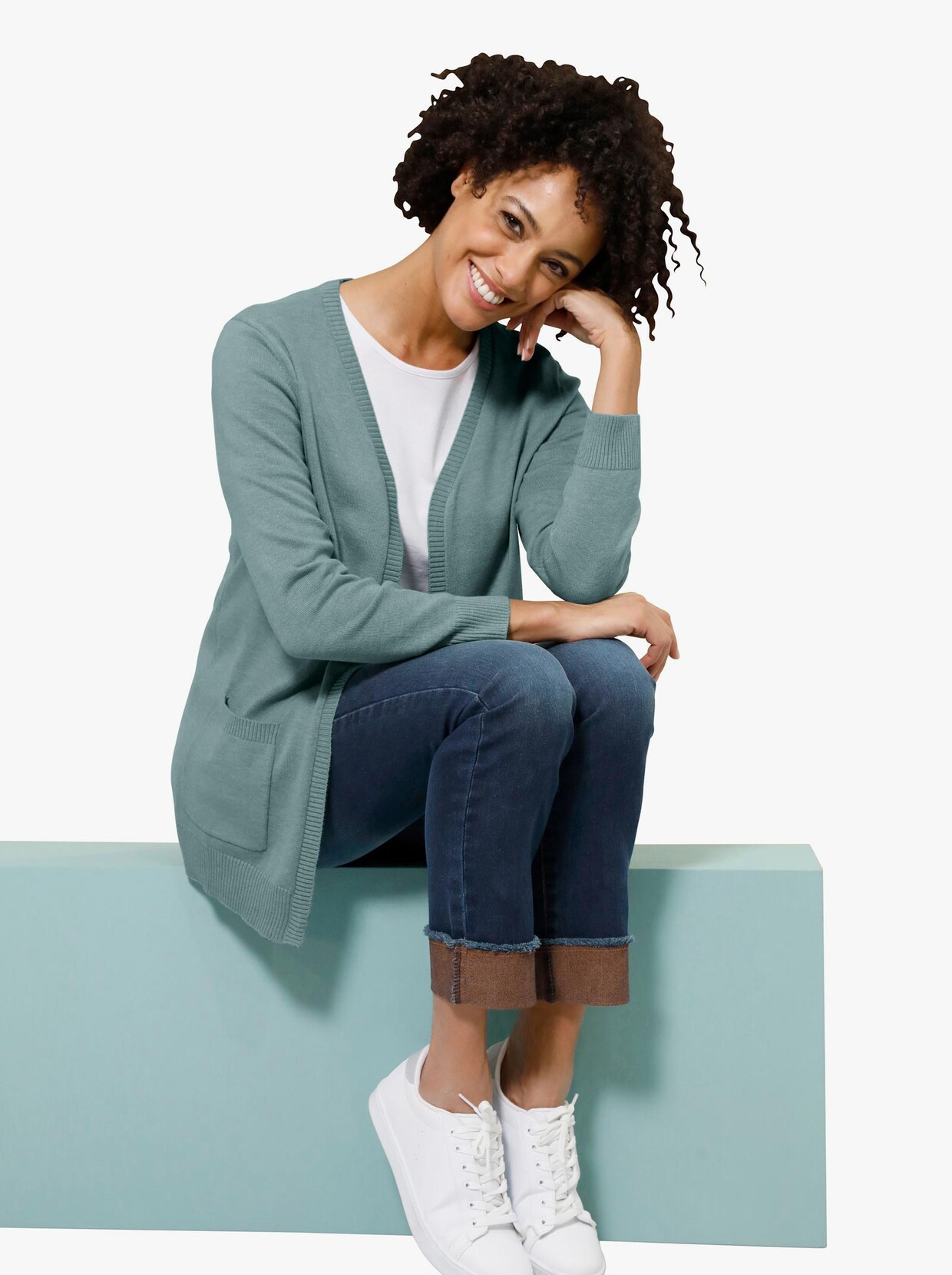 Strickjacke - jade-meliert